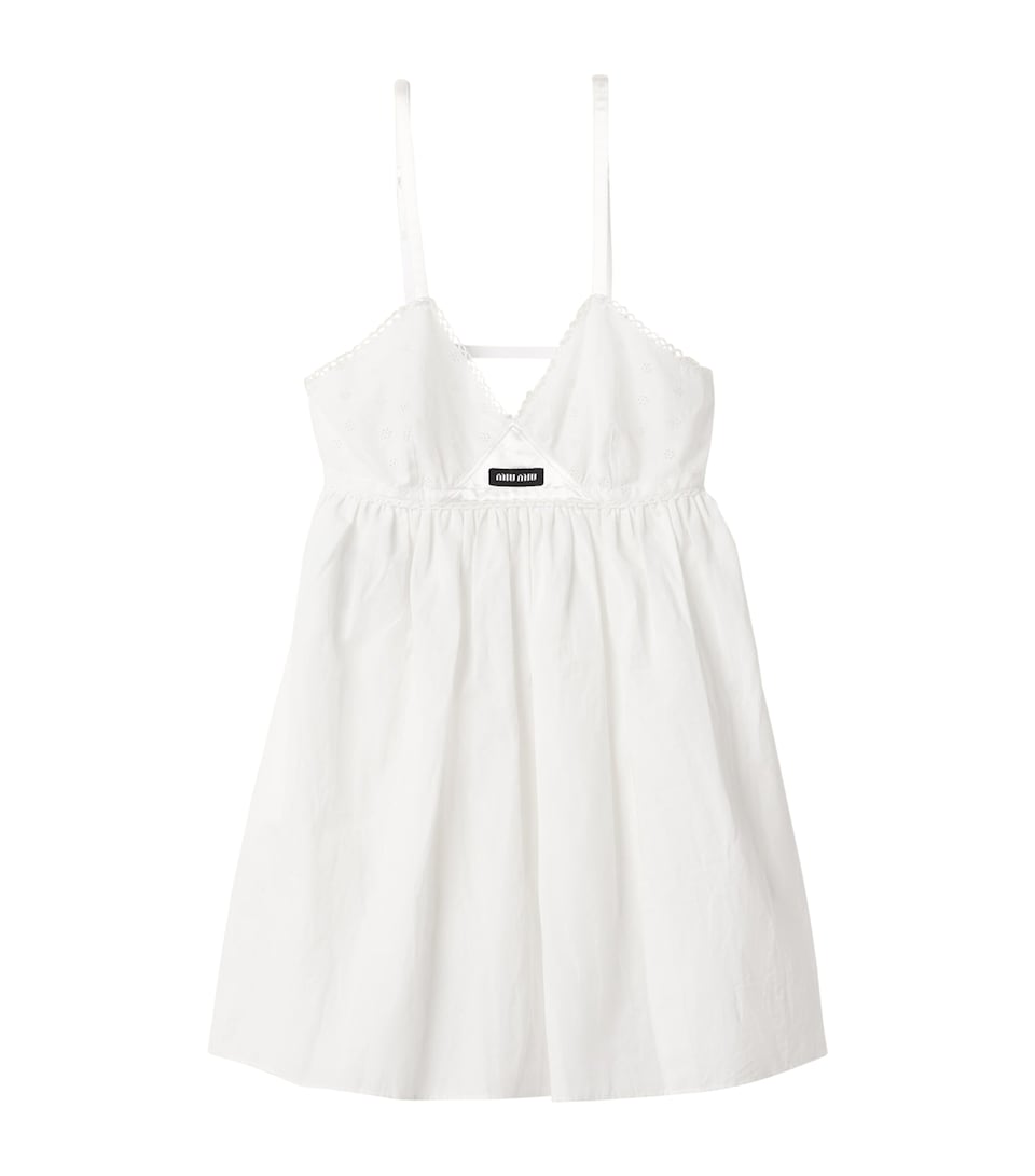 Miu Miu Womens Eyelet-Embroidered Mini Dress White