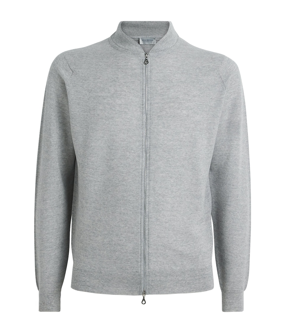 John Smedley Mens Merino Wool Textured Cardigan Nimbus