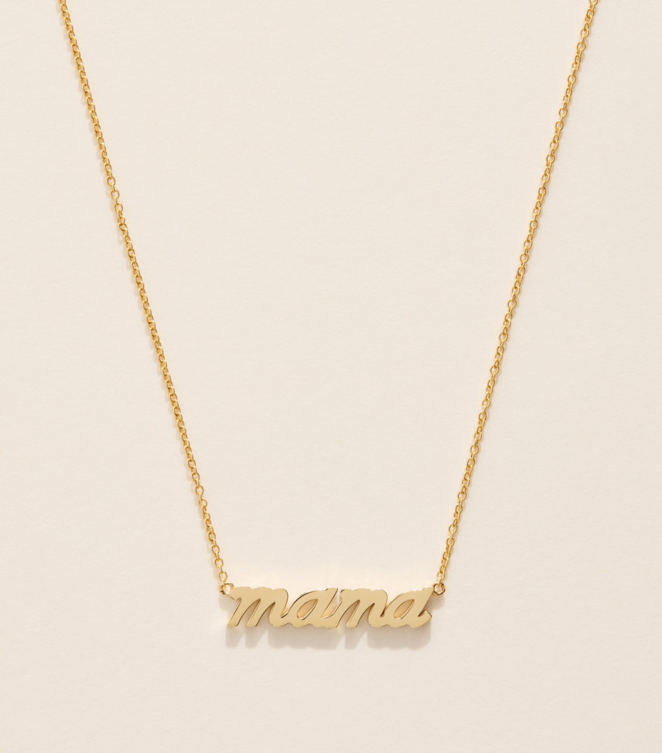 Jennifer Meyer Yellow Gold Mama Script Necklace Yellow Gold