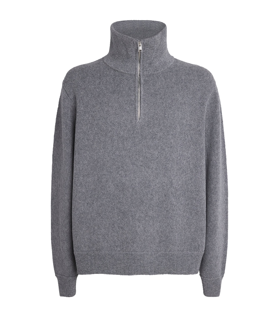 FRAME Mens Wool-Cotton Half-Zip Sweater Grym