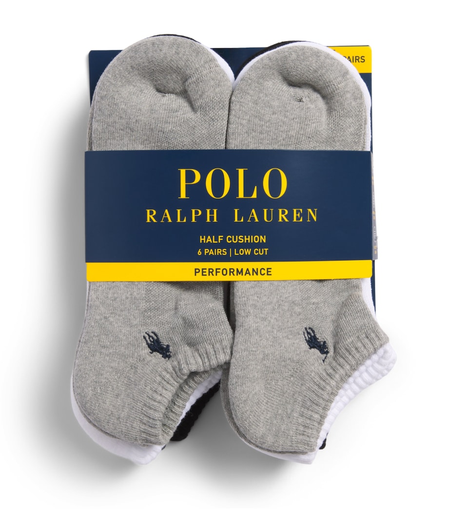 Polo Ralph Lauren Mens Performance Trainer Socks (Pack of 6) Grey Assorted
