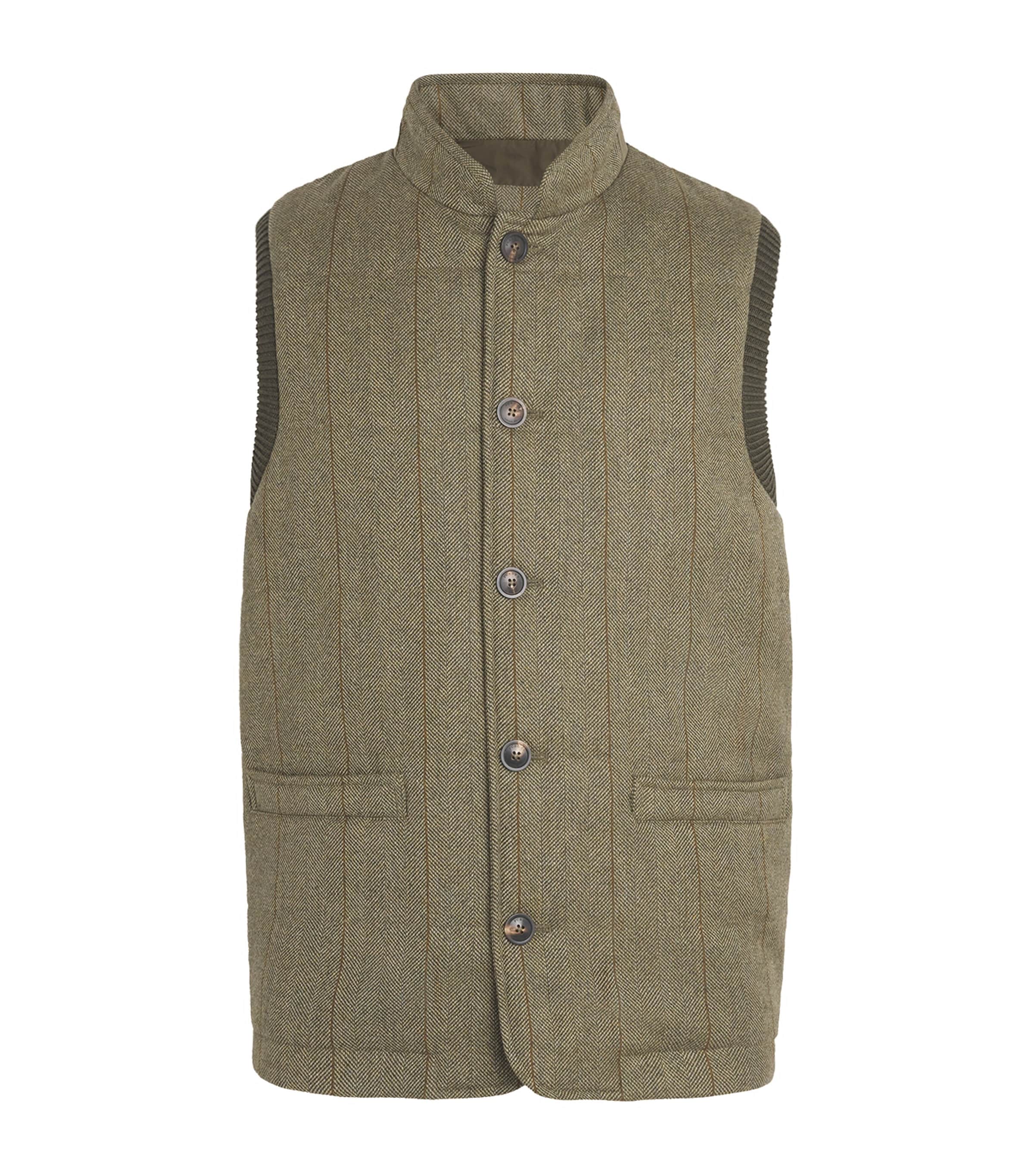 Purdey Mens Tweed-Front Clarges Gilet Cairn Tweed