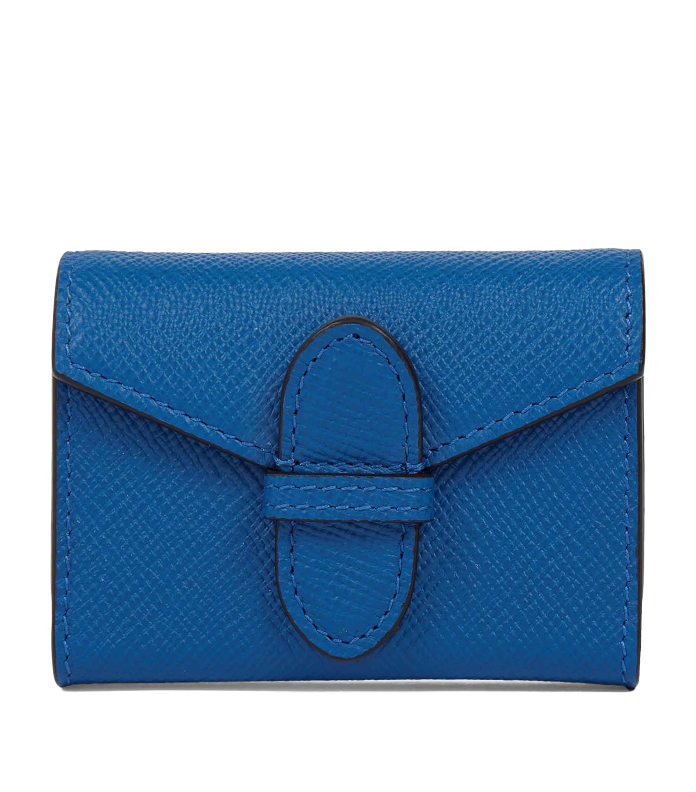Smythson Leather Single Playing Card Case Cerulean