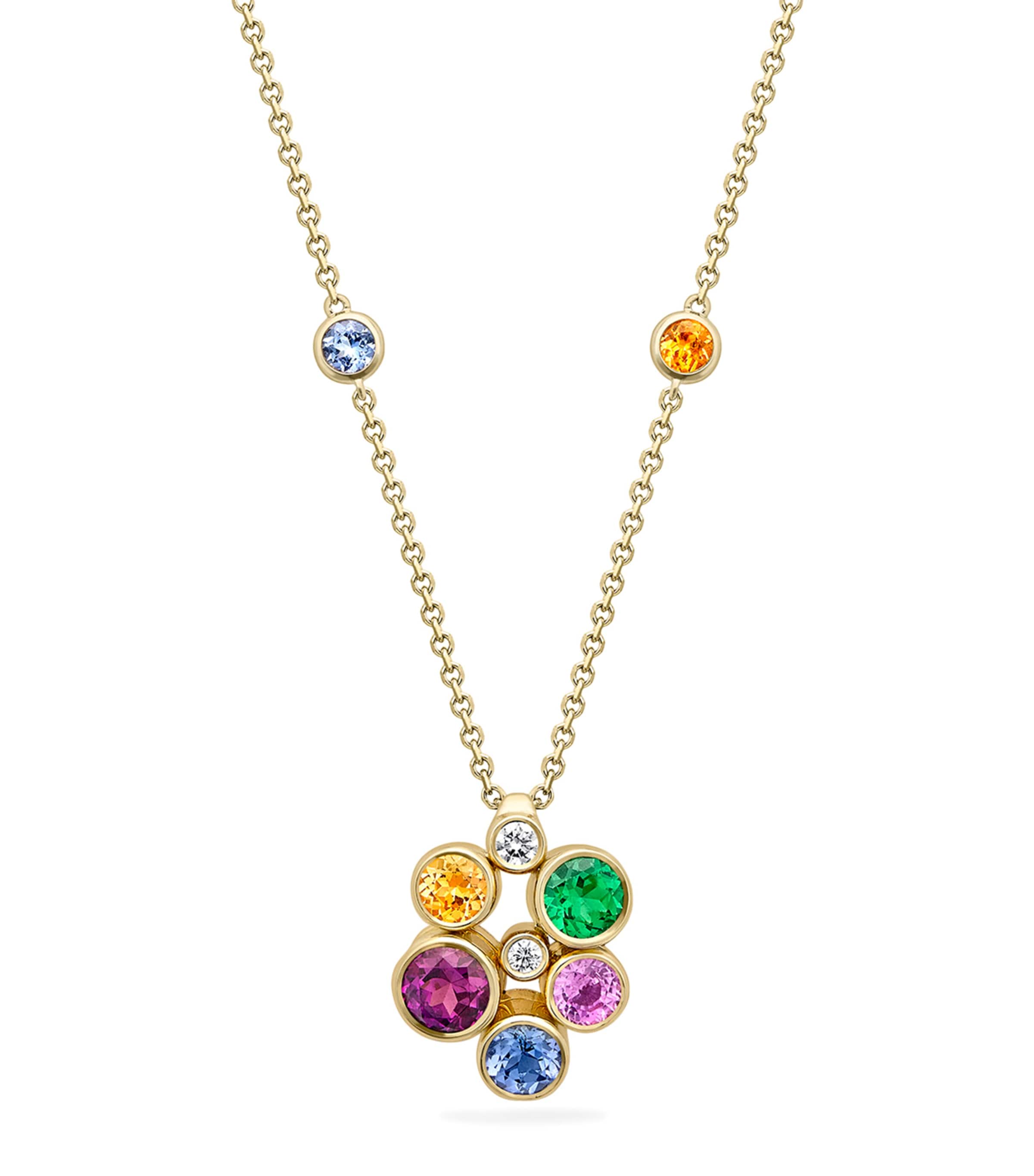 Yellow Gold, Diamond and Multicoloured Gemstone Raindance Necklace