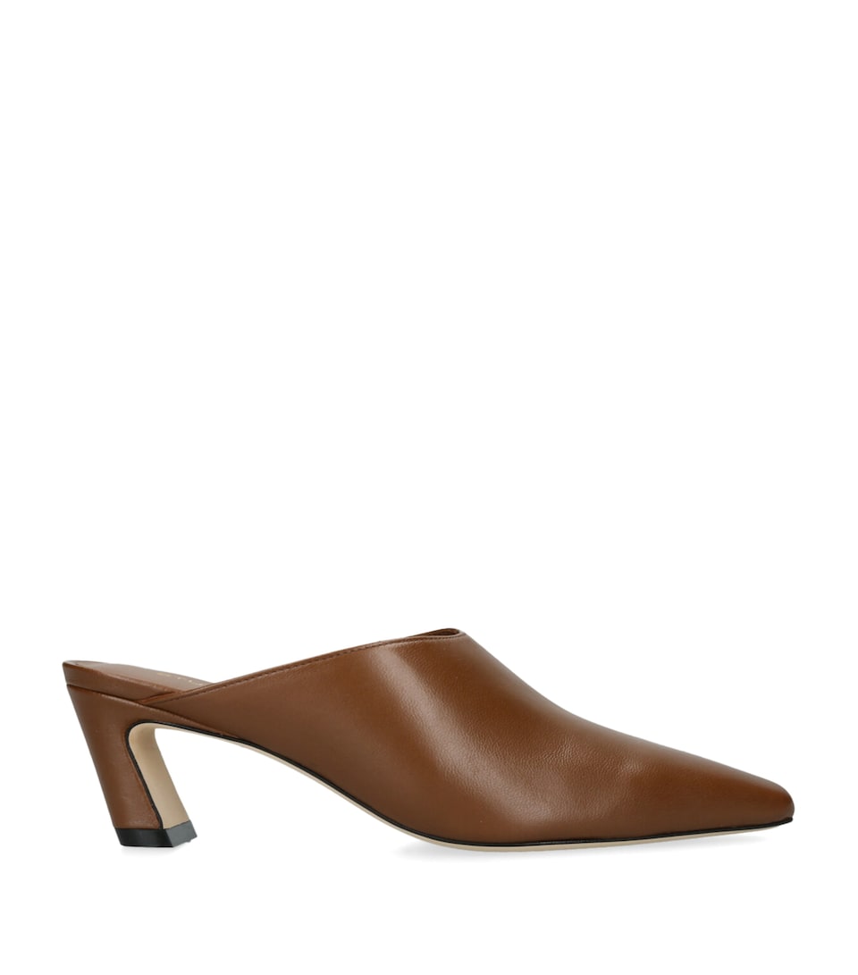 Stuart Weitzman Womens Leather Stassi Mules 50 Brown