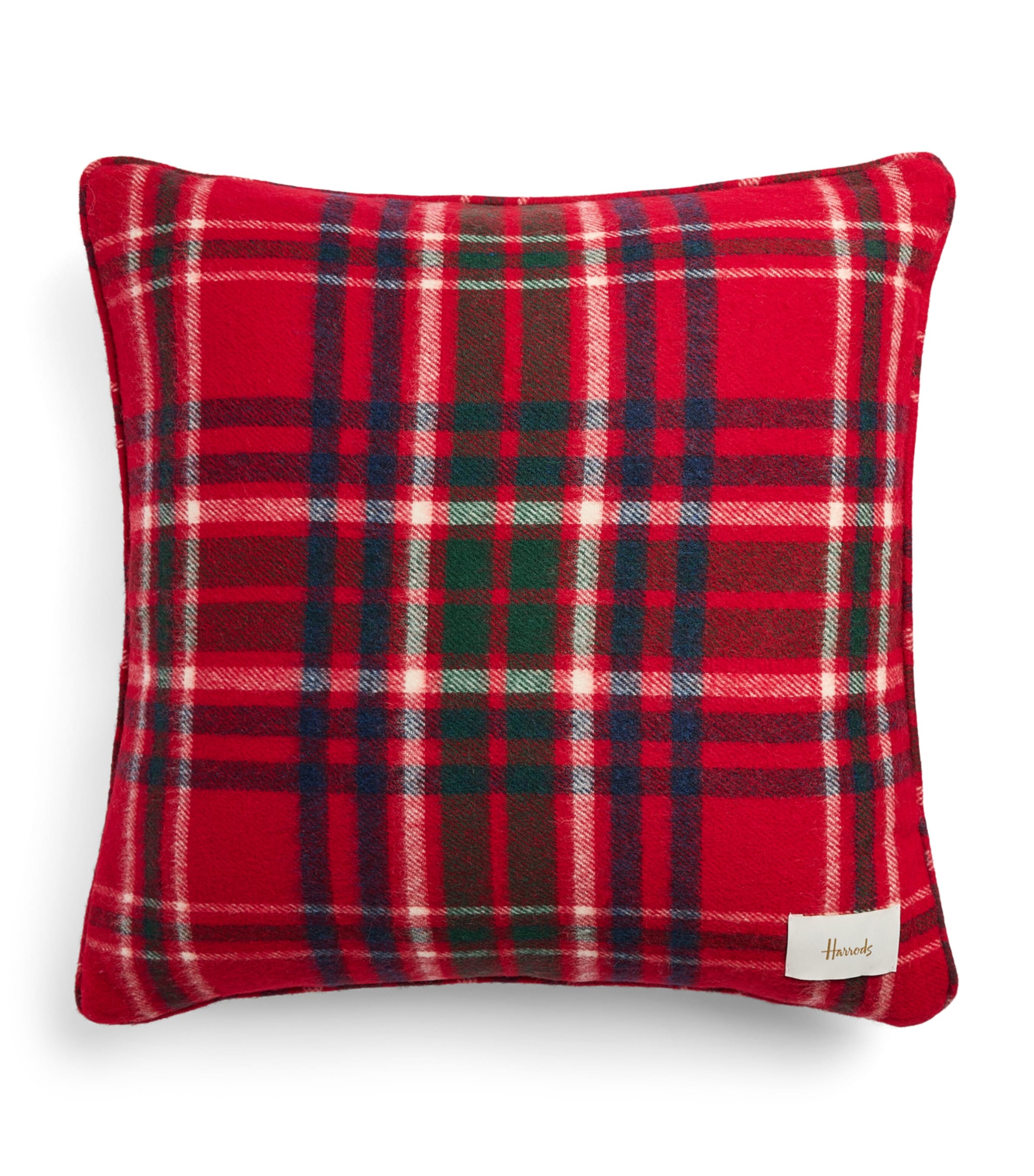 Harrods Wool Tartan Square Cushion (45cm x 45cm) Red