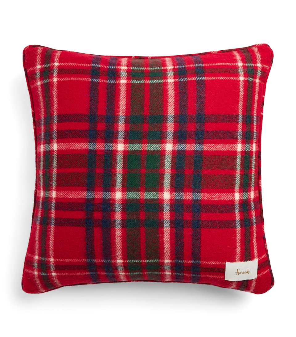 Harrods Wool Tartan Square Cushion (45cm x 45cm) Red