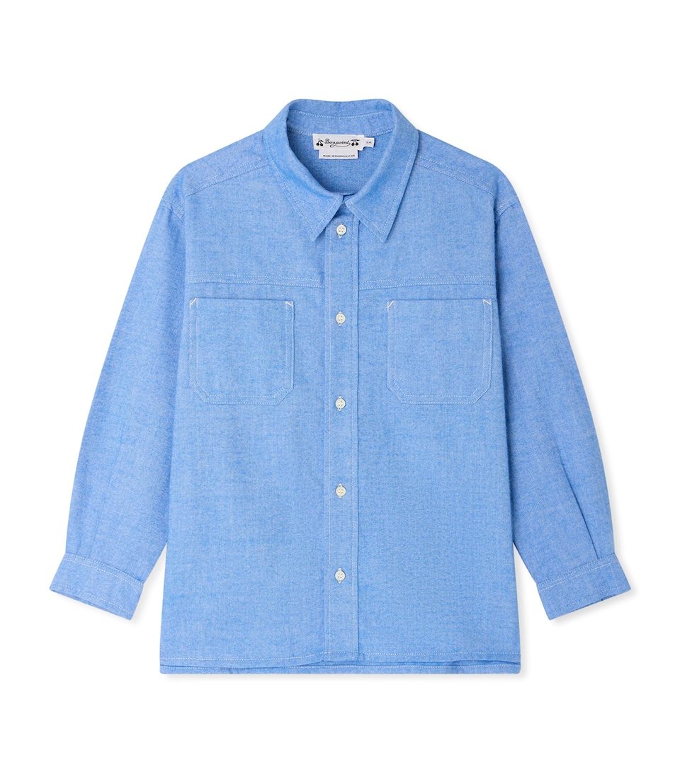 Bonpoint Cotton Shirt (4-8 Years) Bleu Electrique