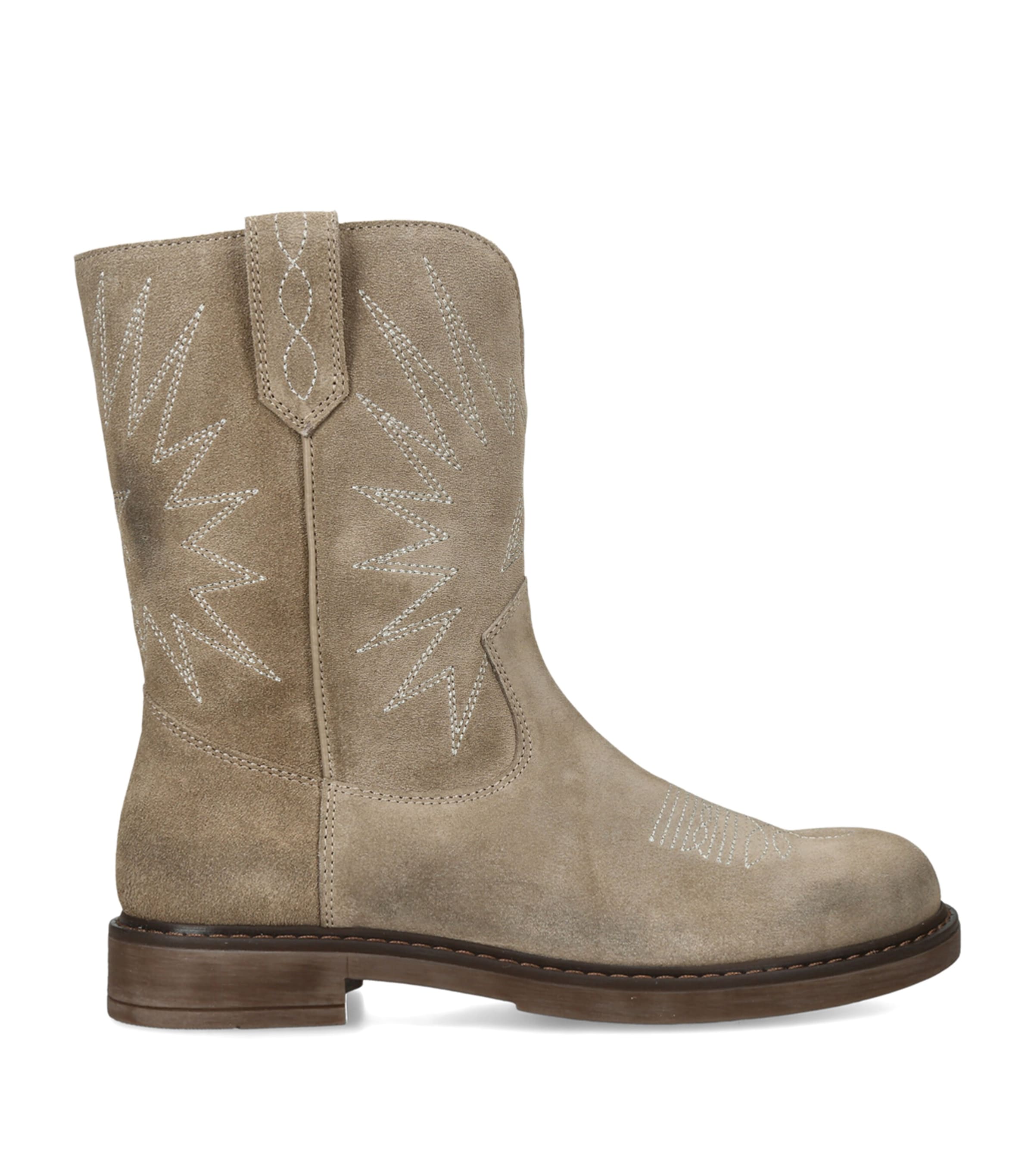 Golden Goose Suede Wish Star Ankle Boots Beige