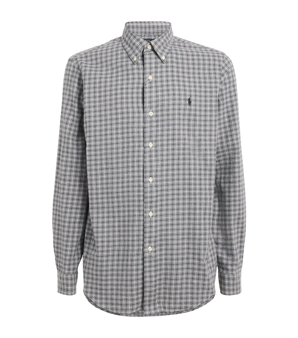Cotton Plaid Check Polo Pony Shirt