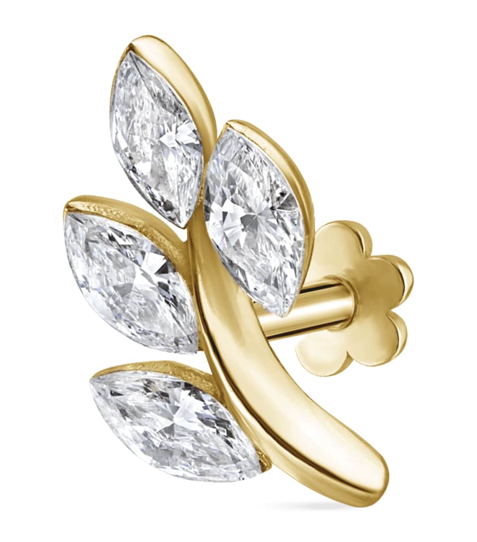 Maria Tash Diamond Vine Threaded Stud Earring (Direction A 10.5mm) Yellow Gold