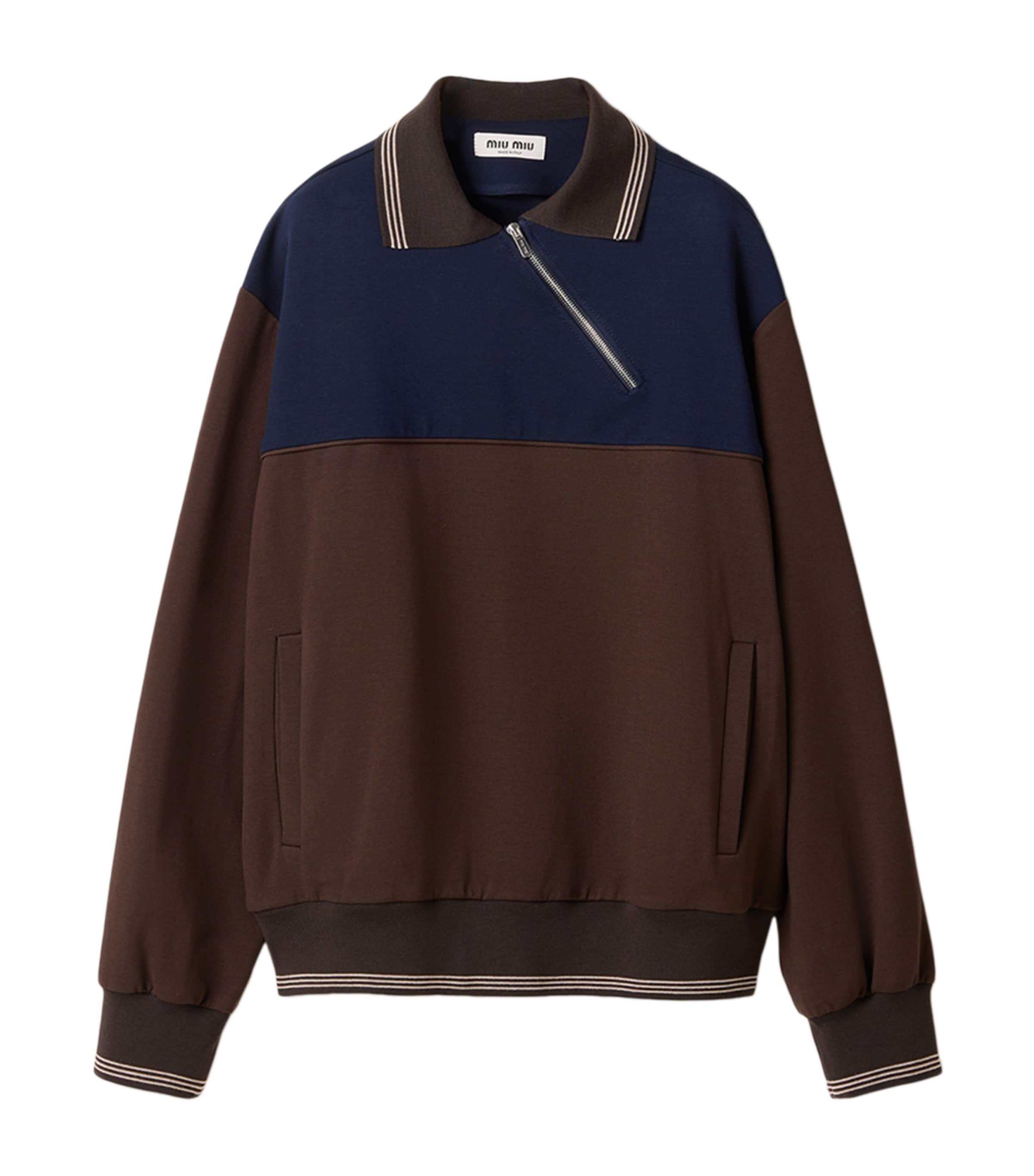 Asymmetric-Zip Polo Sweatshirt