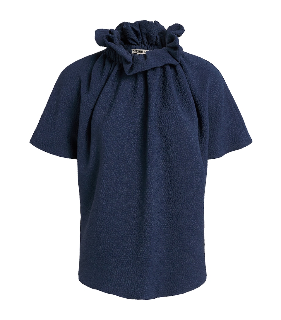 Edeline Lee Womens Ruff Blouse Navy