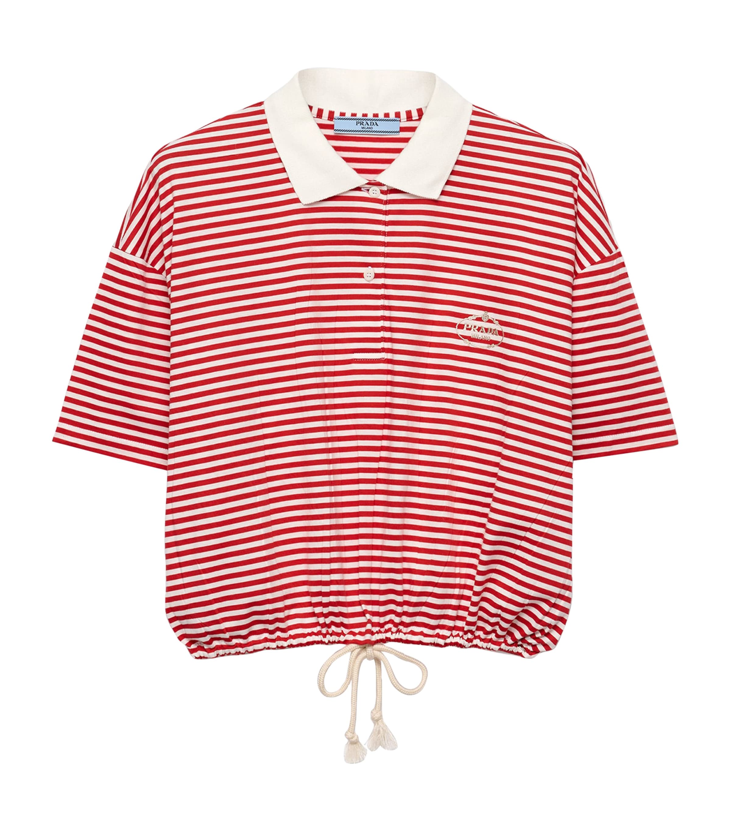 Prada Womens Cotton Stripe Polo Shirt