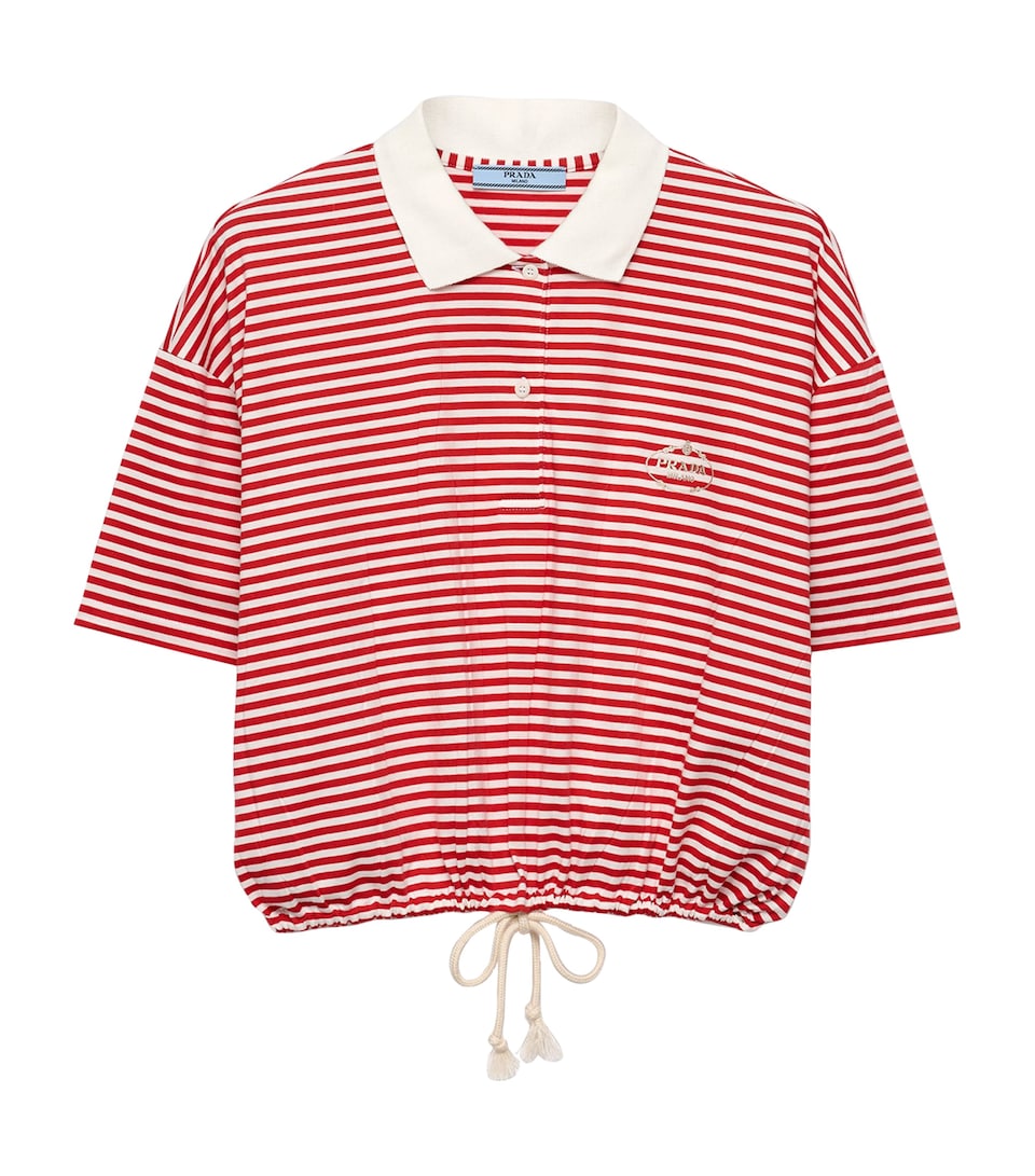 Prada Womens Cotton Stripe Polo Shirt