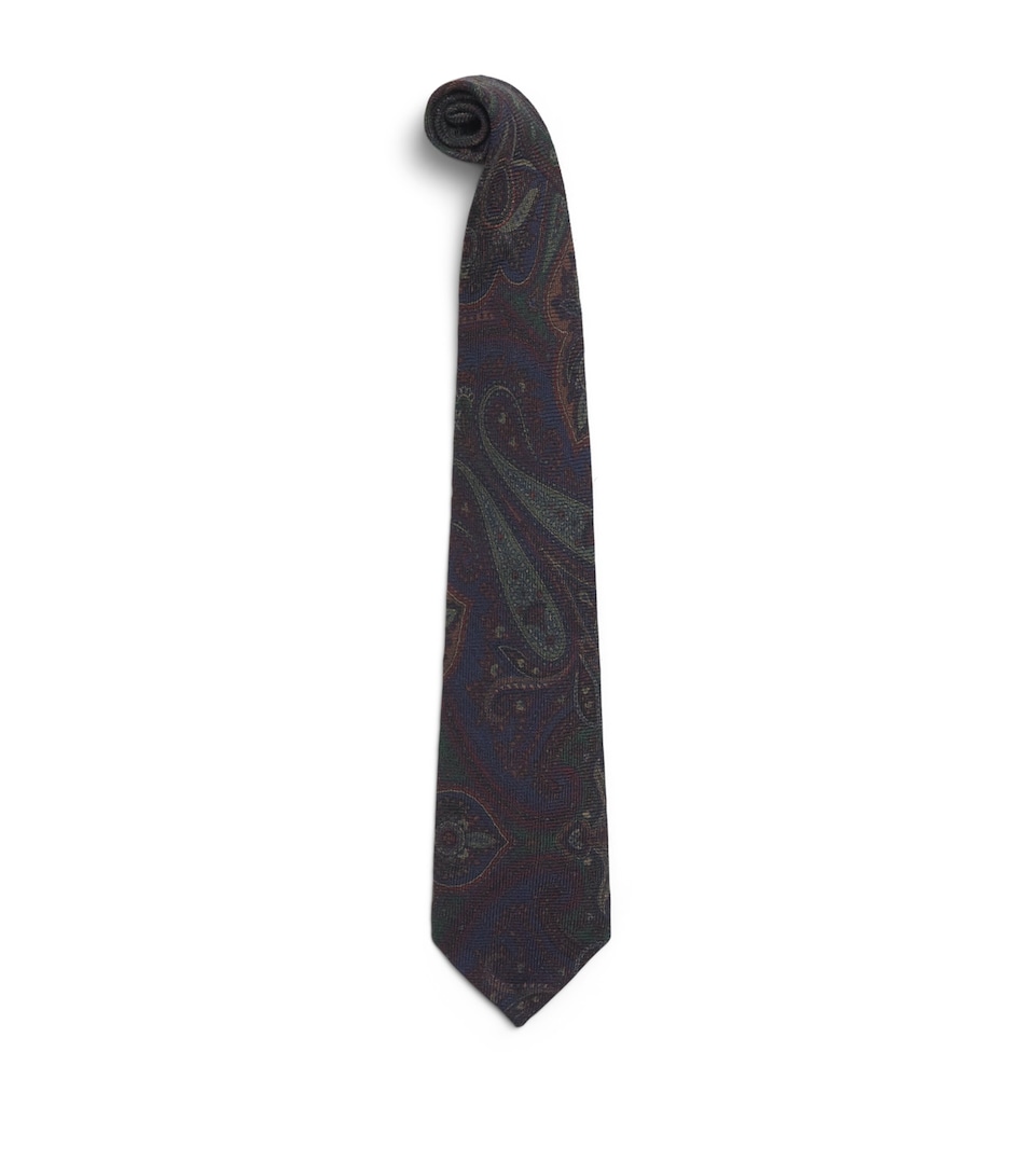 Ralph Lauren Purple Label Silk Paisley Print Tie Navy Multi