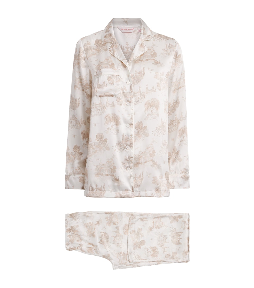 Derek Rose Womens Silk Toile Pyjama Set White