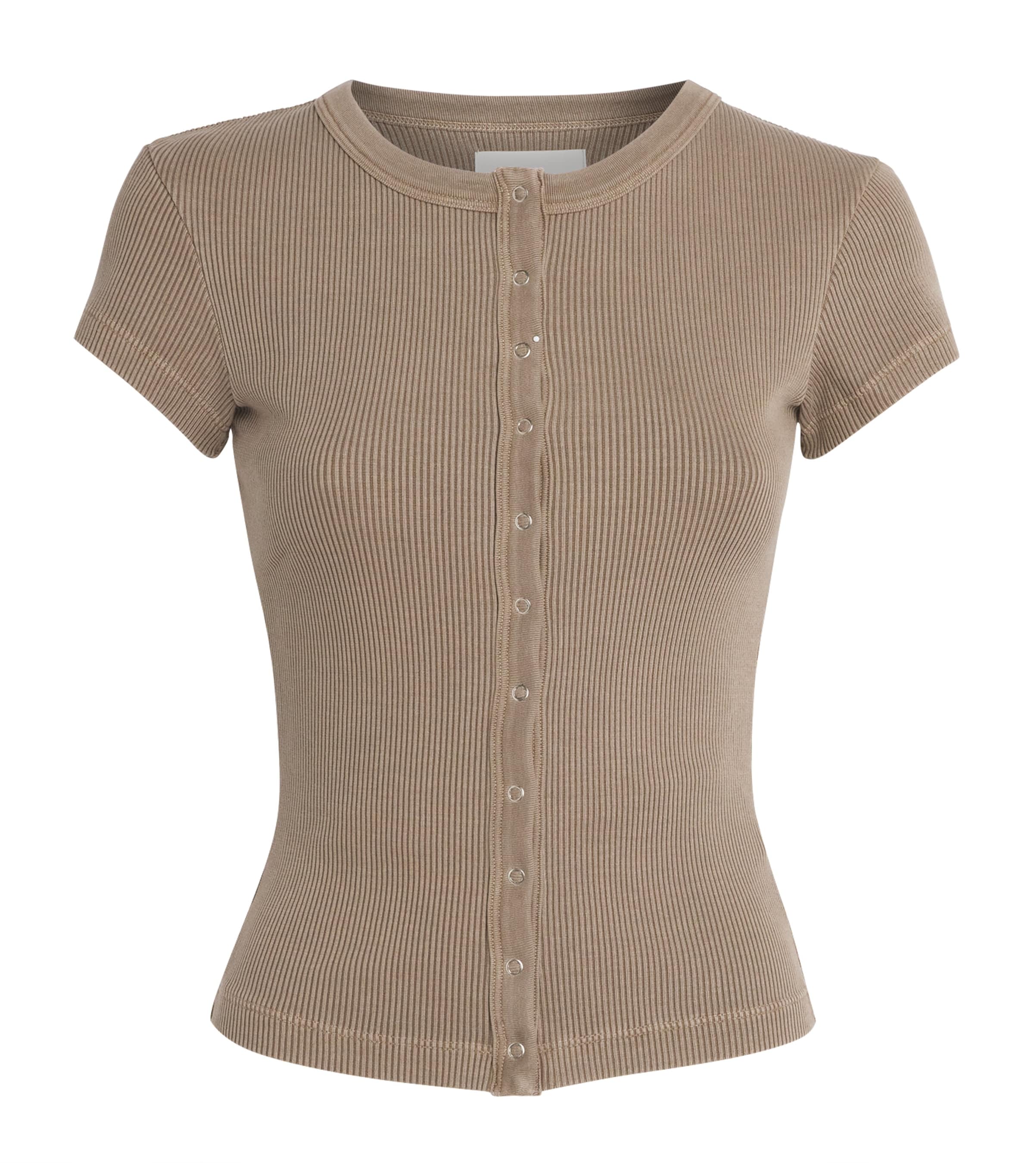 Citizens of Humanity Womens Short-Sleeve Tabi Cardigan Cocoa Md Grey Brown