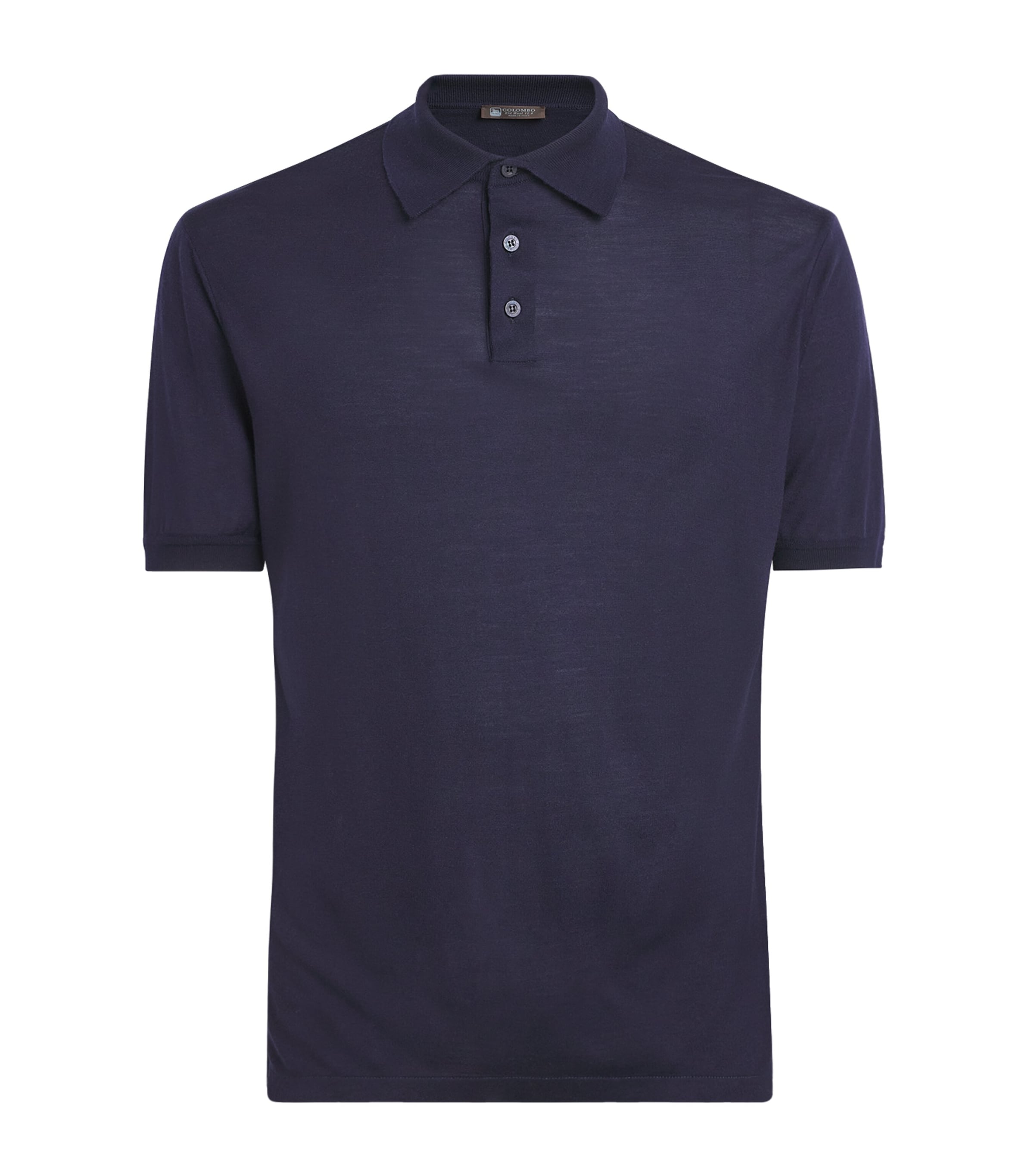 Colombo Mens Kid Wool Polo Shirt Blue Night