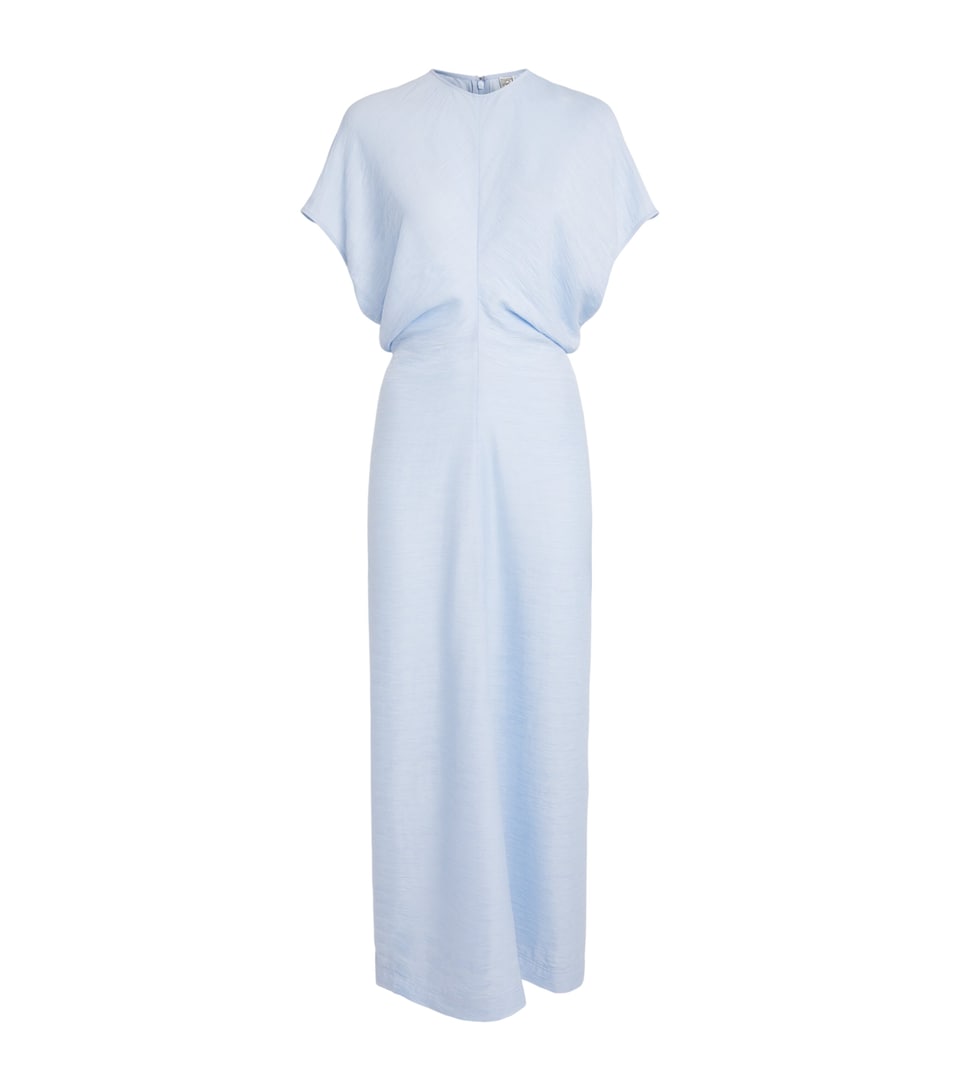 Toteme Womens Slubbed Slouch-Waist Midi Dress Sky