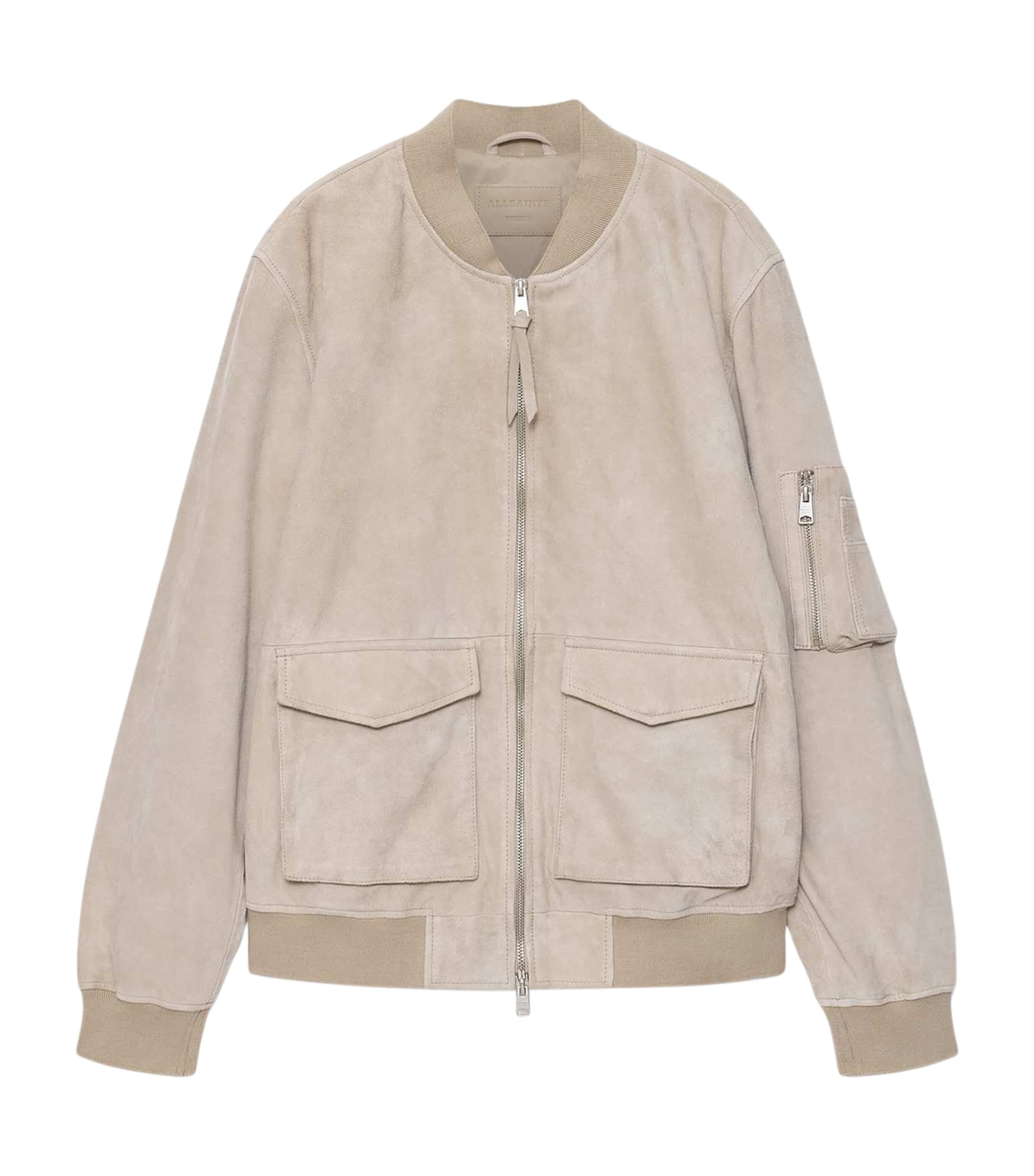 AllSaints Suede Rokko Bomber Jacket Pasilla Brown