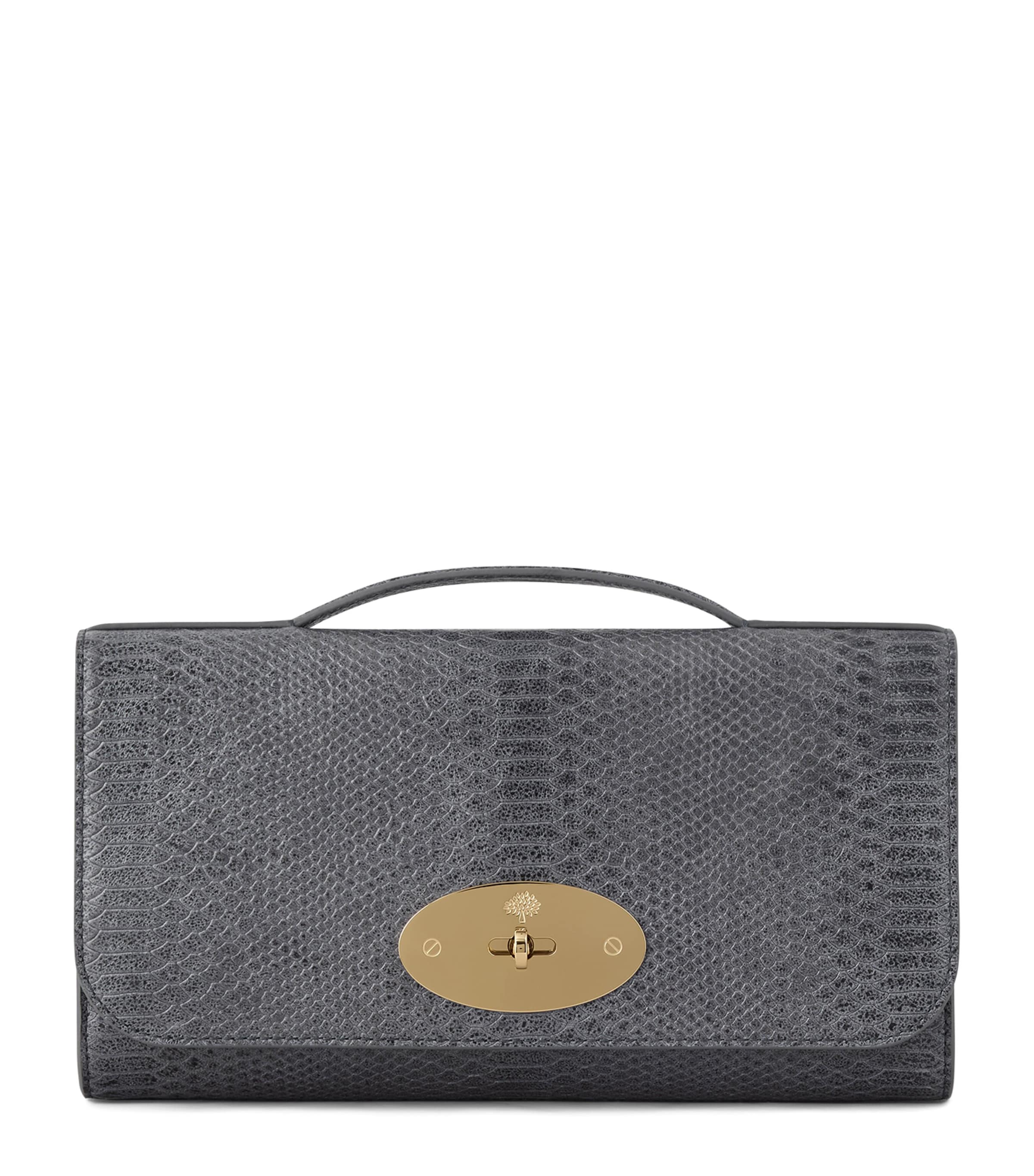 Mulberry Lambskin Lily Clutch Bag Foggy Grey