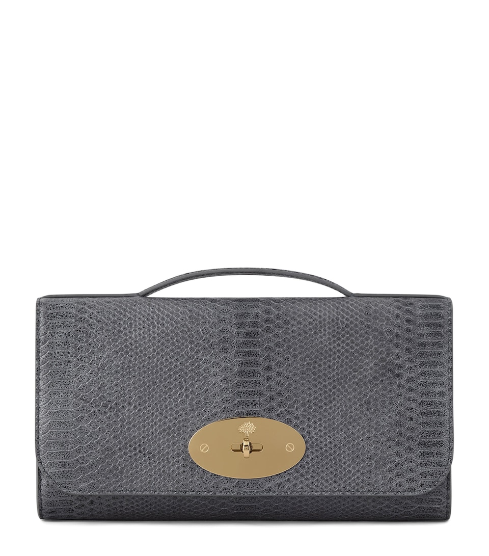 Mulberry Lambskin Lily Clutch Bag Foggy Grey