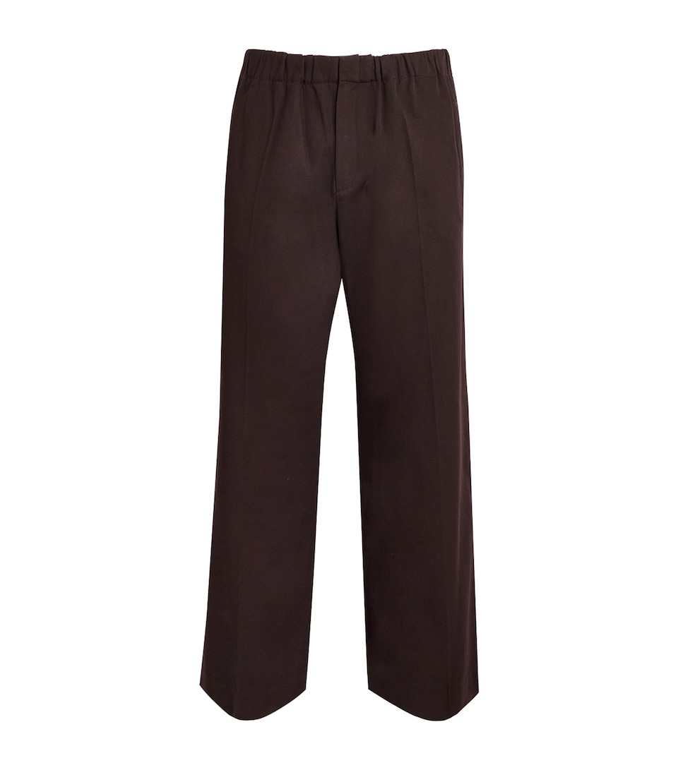 Sandro Paris Mens Alpha Cotton Wide-Leg Trousers Chocolate