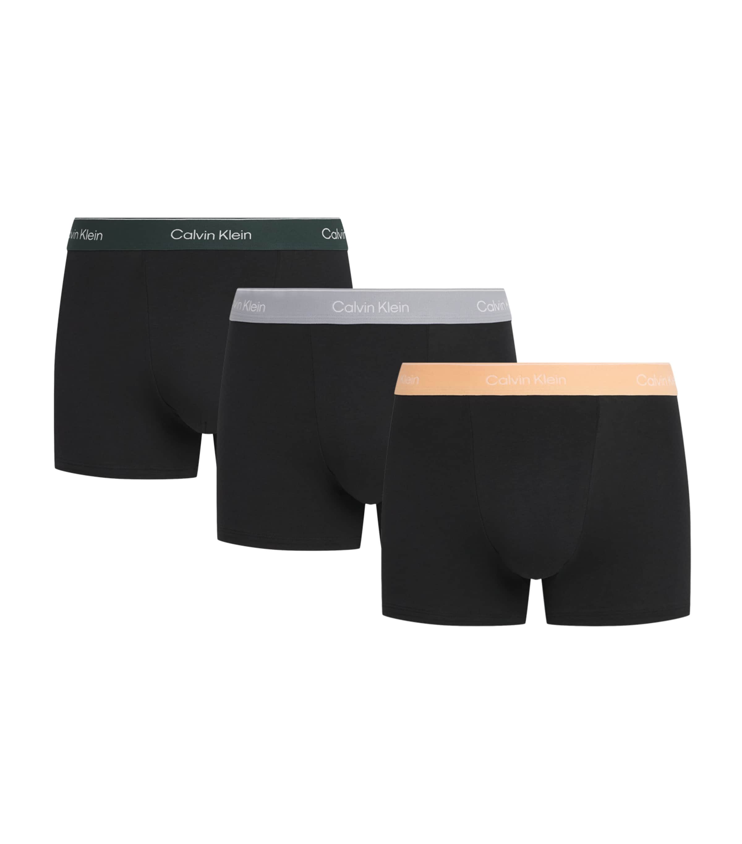 Calvin Klein Mens Cotton Stretch Icon Boxer Briefs (Pack of 3) Black/peach/grey