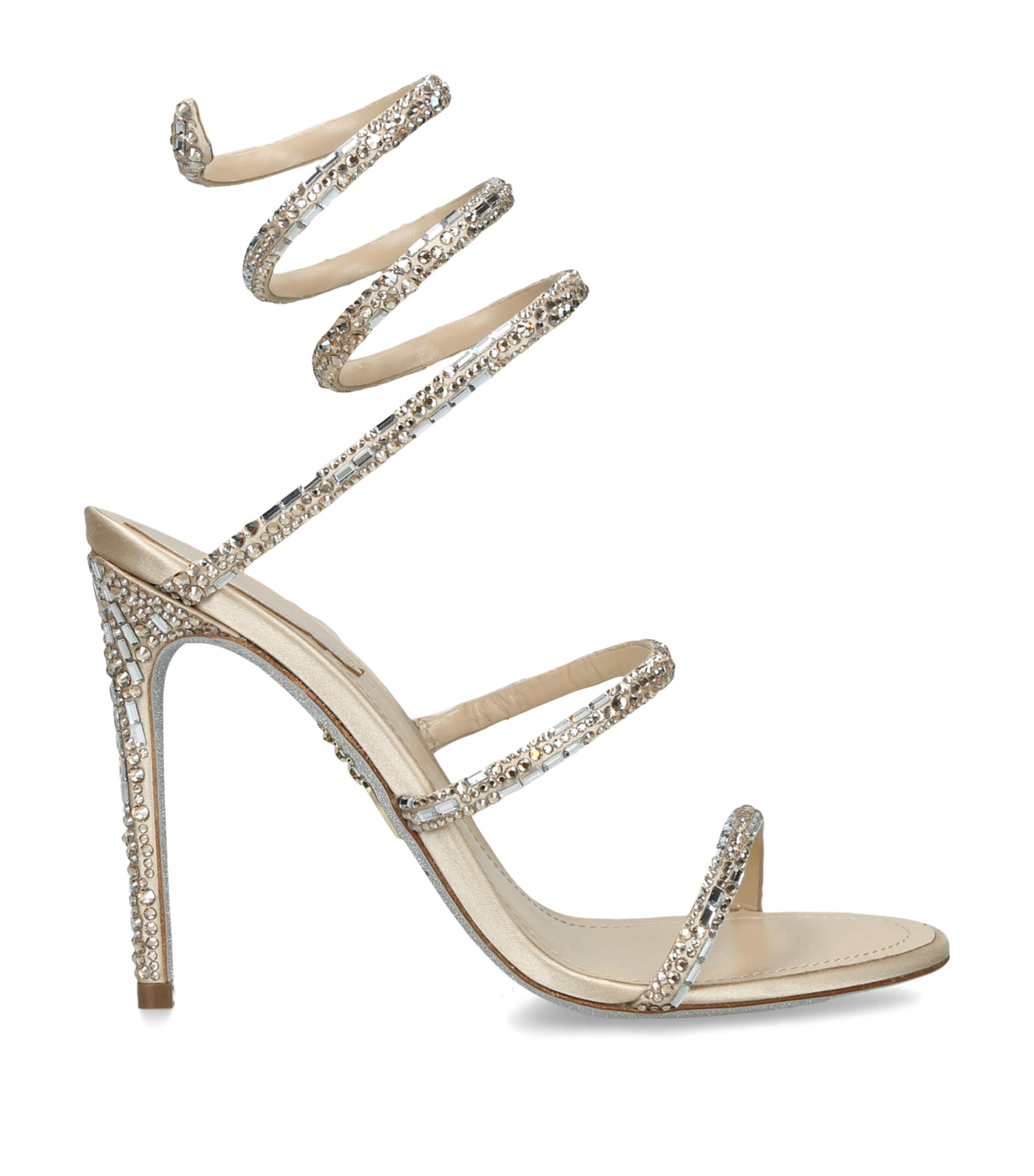 René Caovilla Embellished Heeled Sandals 105 Gold Comb