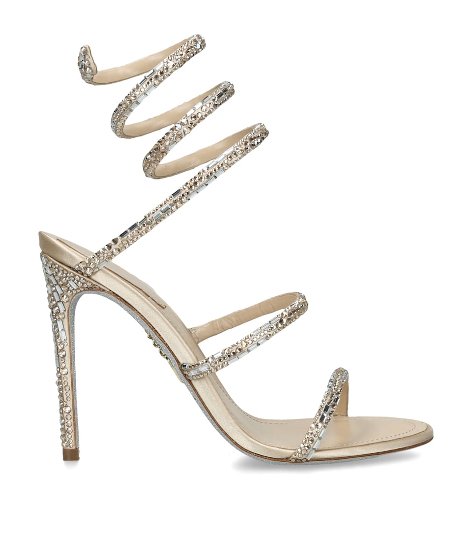 René Caovilla Embellished Heeled Sandals 105 Gold Comb