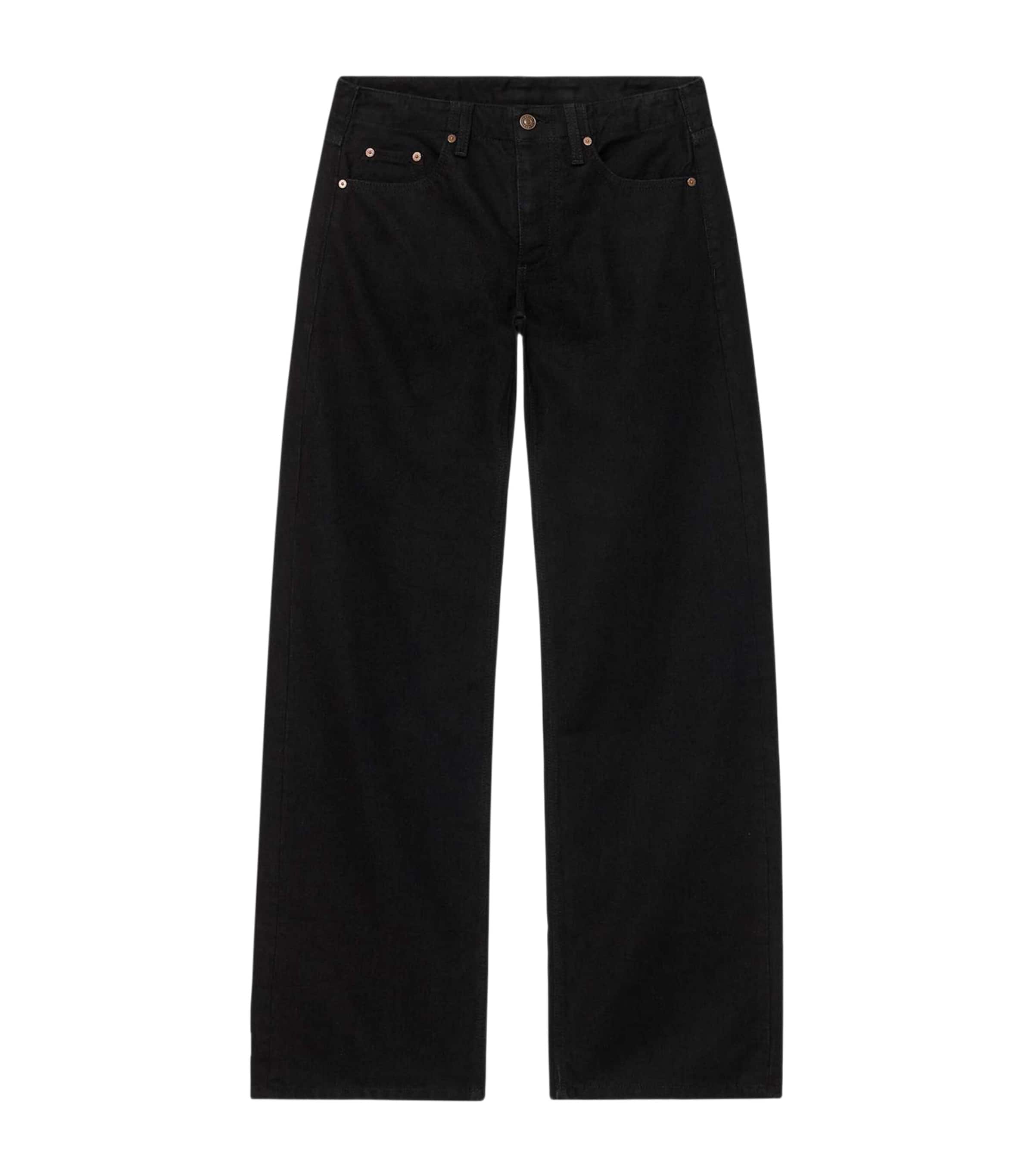 AllSaints Womens Nico Low-Rise Wide-Leg Jeans Jet Black
