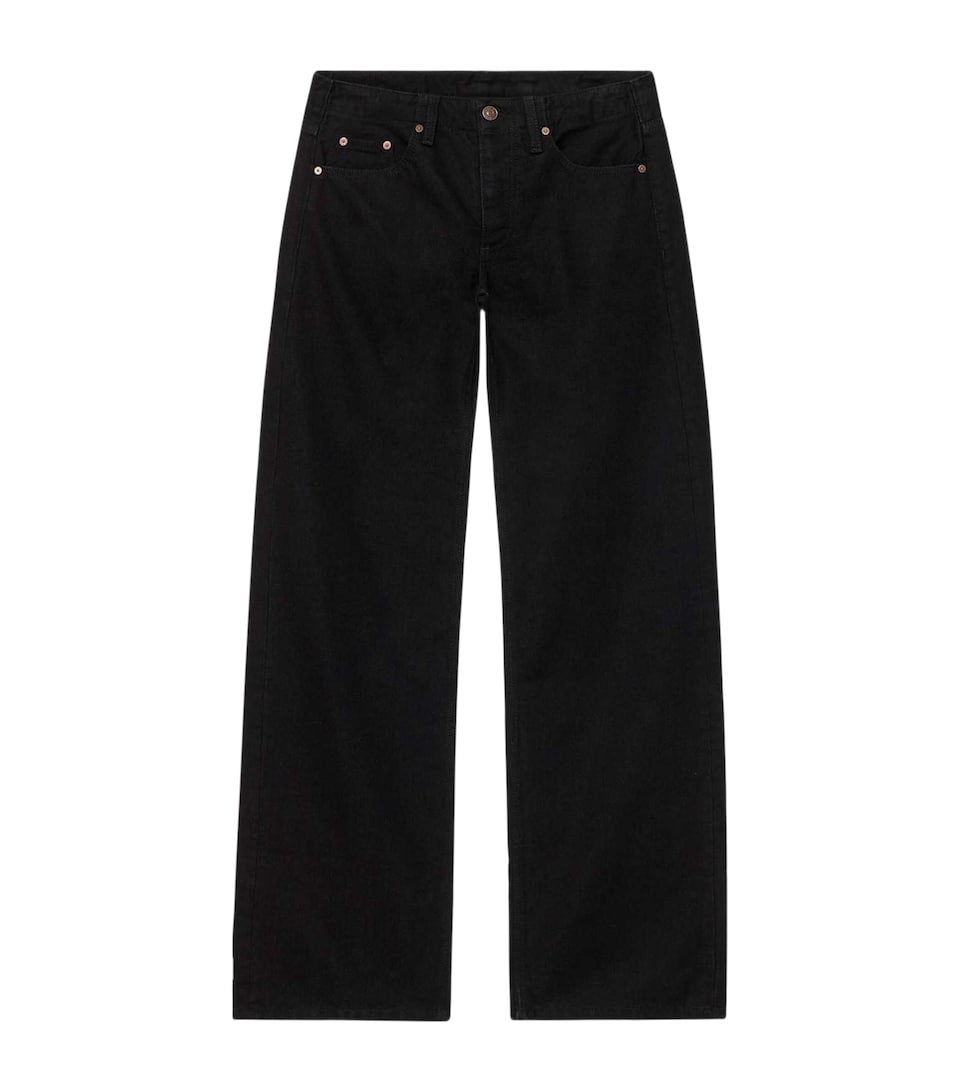 AllSaints Womens Nico Low-Rise Wide-Leg Jeans Jet Black