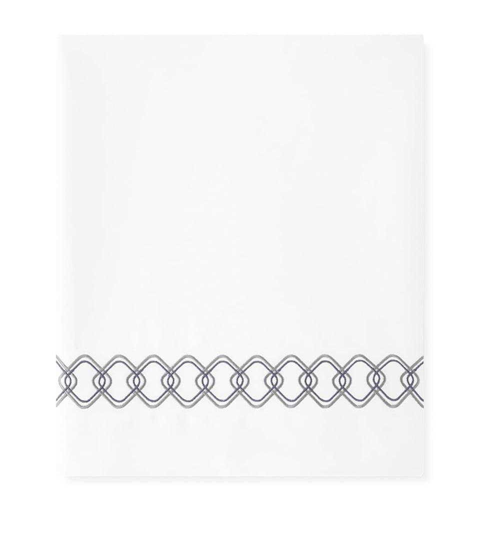 Amalia Cotton Ornato King Flat Sheet (275cm x 275cm) White/midnight