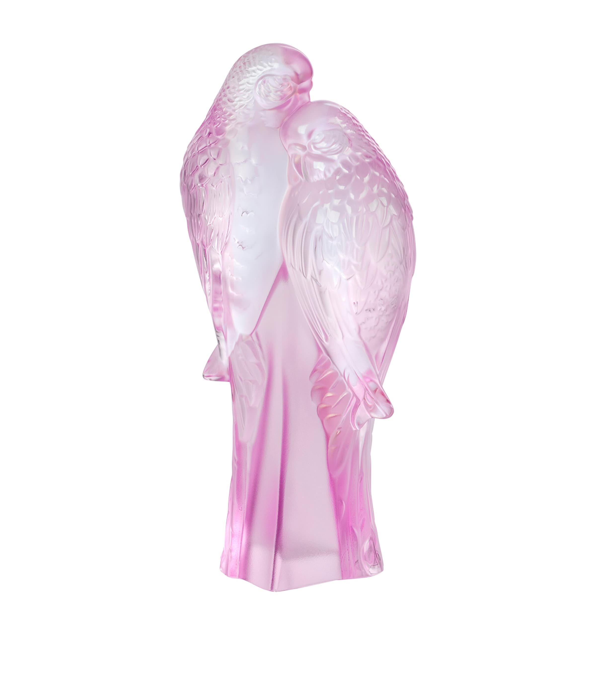 Lalique Rose Nebula Two Parakeets Sculpture Incolore