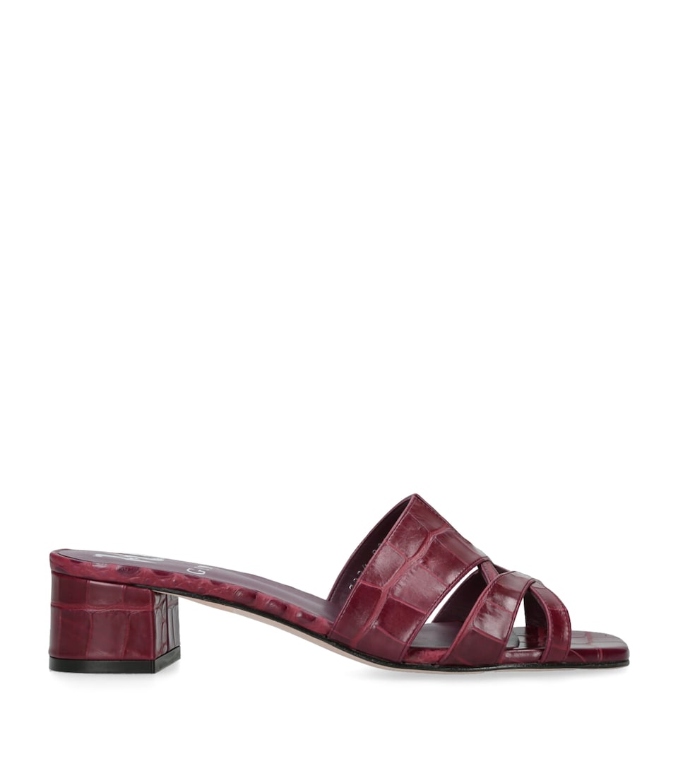 Leather Croc-Embossed Montreaux Heeled Mules 35