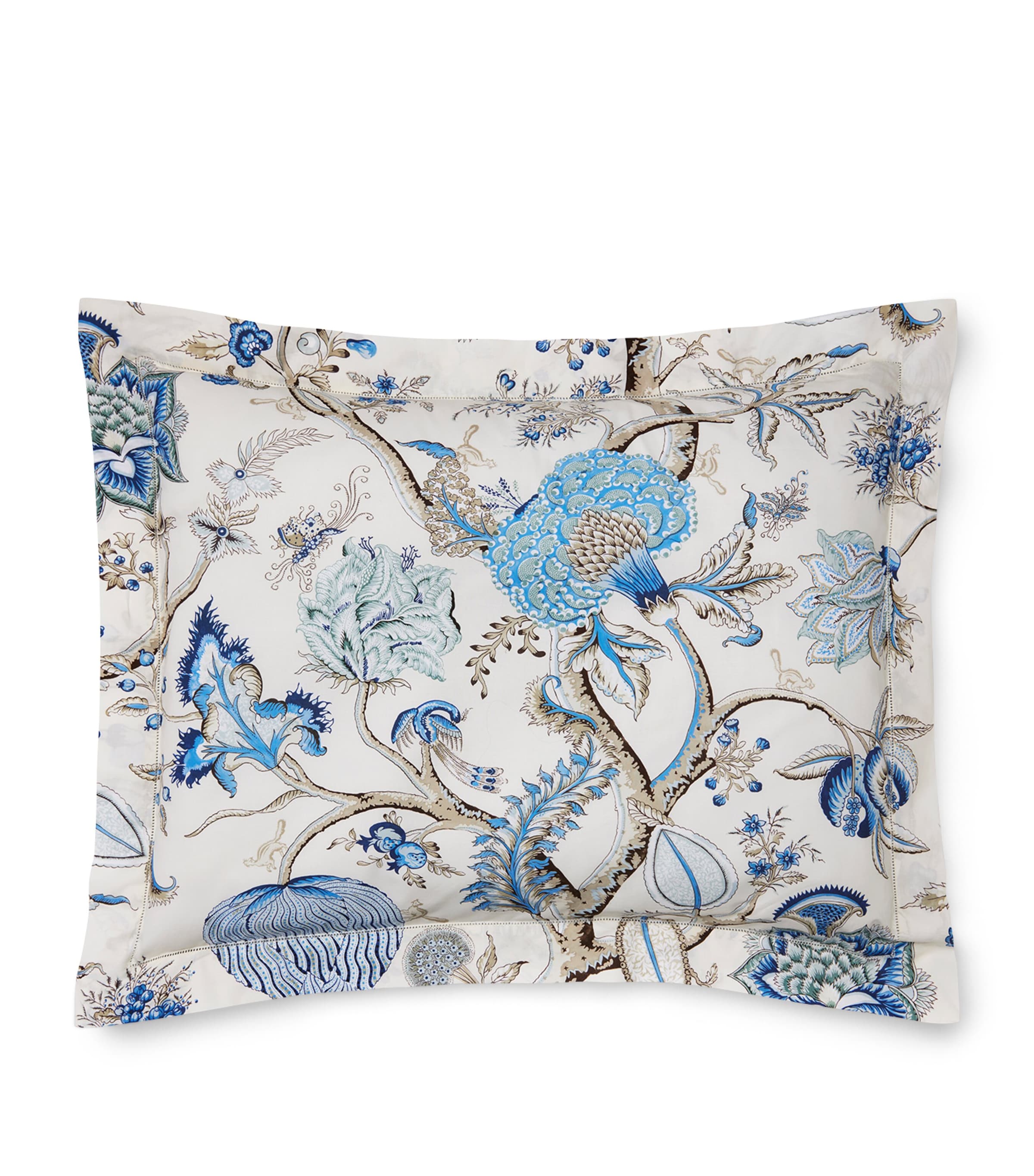 Sferra x Scalamandré Cotton Pondicherry  Standard Pillowcase (75cm x 50cm) Sea