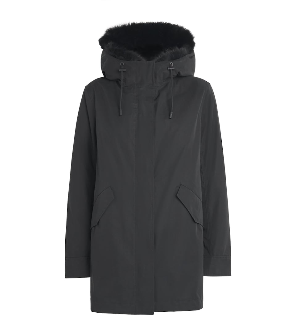 Yves Salomon Womens Down Fur-Trim Technical Parka Coat