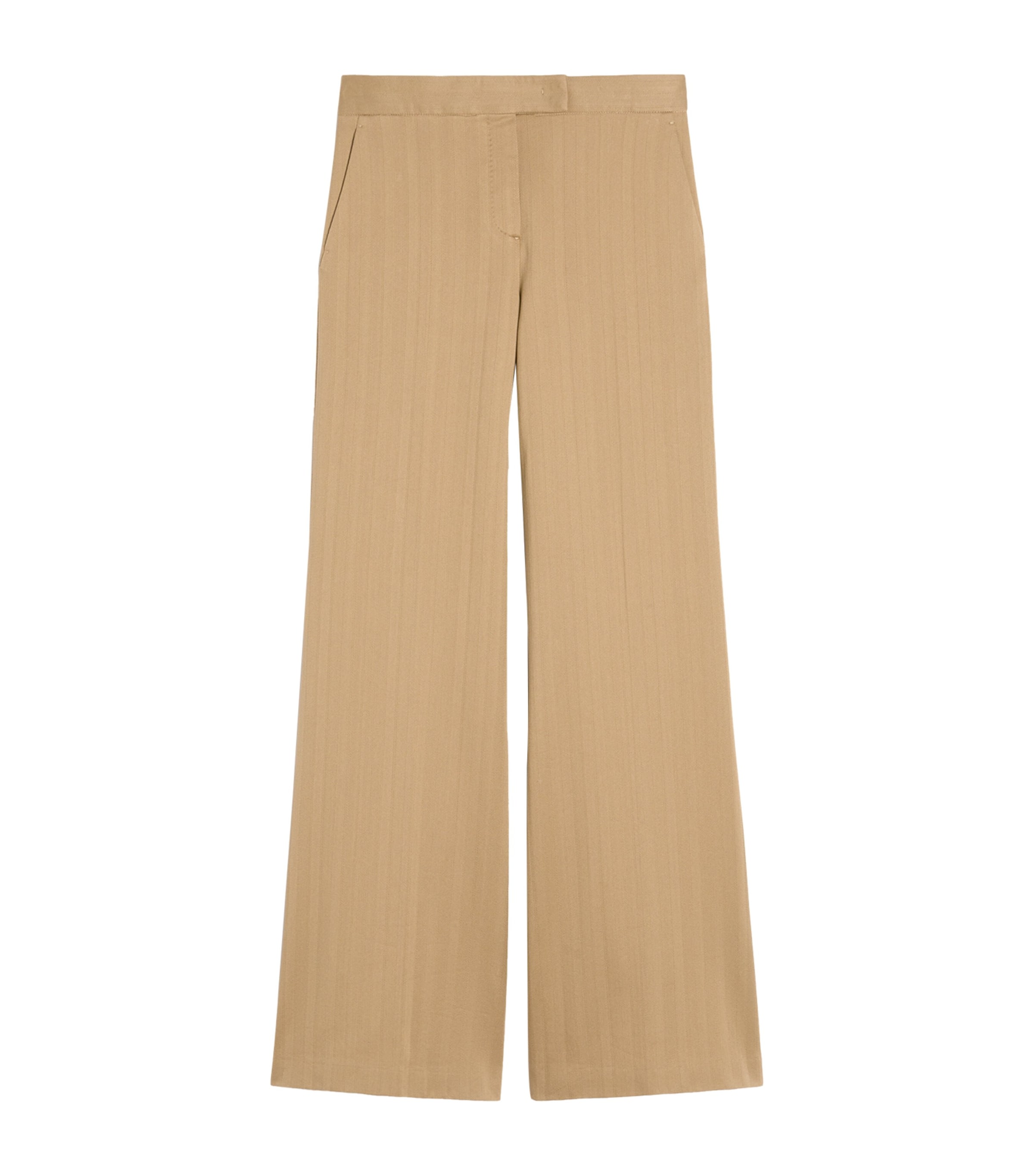 Max Mara Womens Cotton Jersey Stripe Trousers Desert