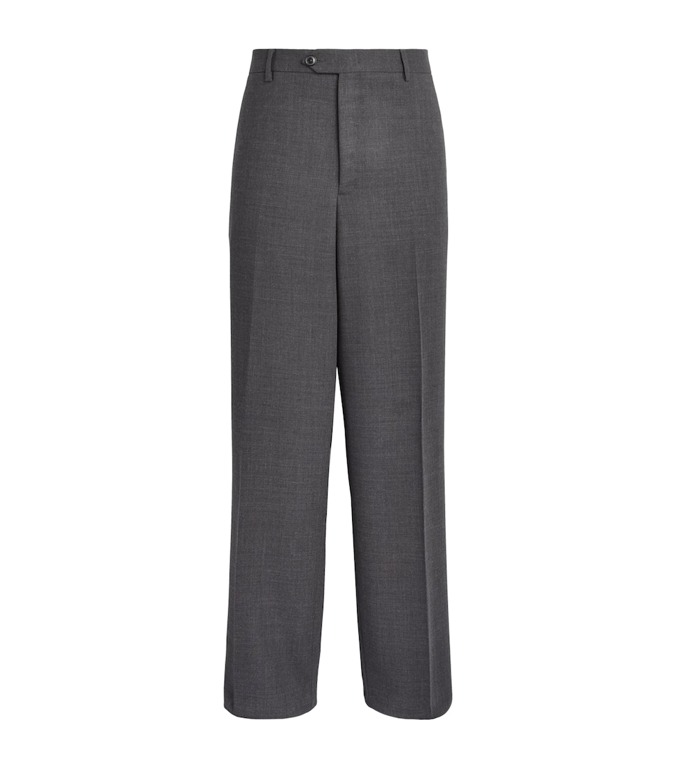 Paul Smith Mens Wool Relaxed Pleated Trousers Melange