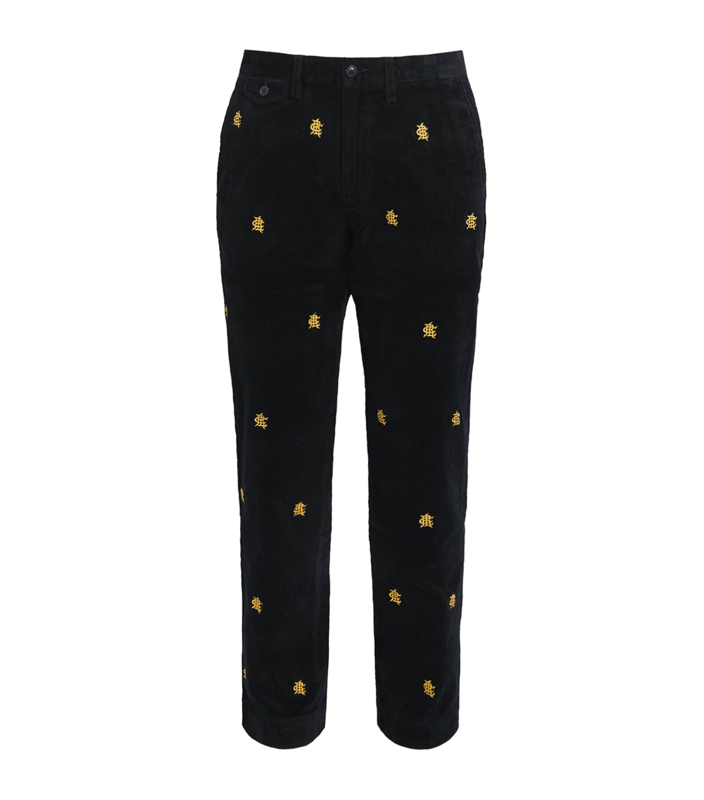 Polo Ralph Lauren Mens Stretch Corduroy Embroidered Bedford Trousers Polo Blk W/crest Aoe