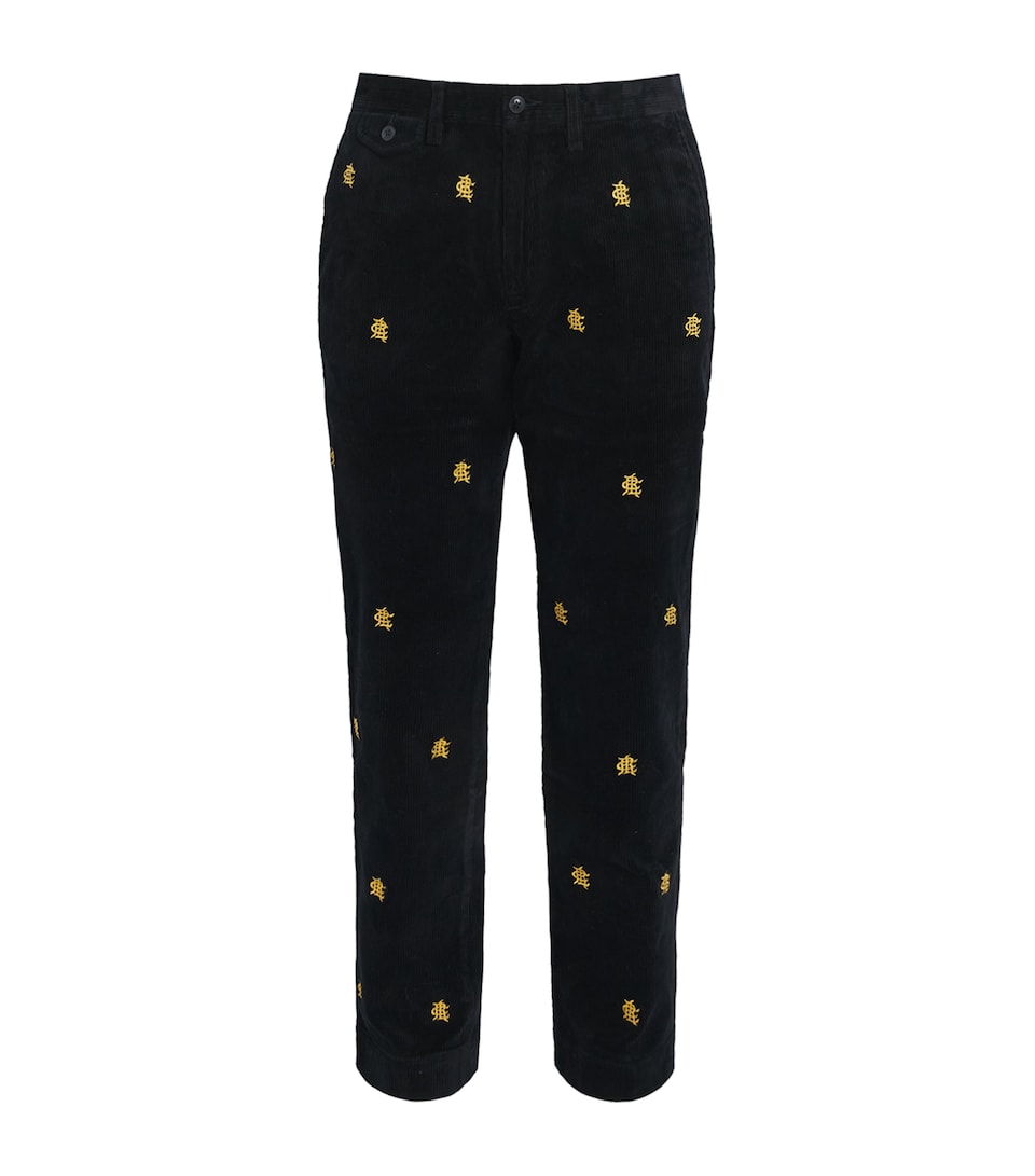 Polo Ralph Lauren Mens Stretch Corduroy Embroidered Bedford Trousers Polo Blk W/crest Aoe