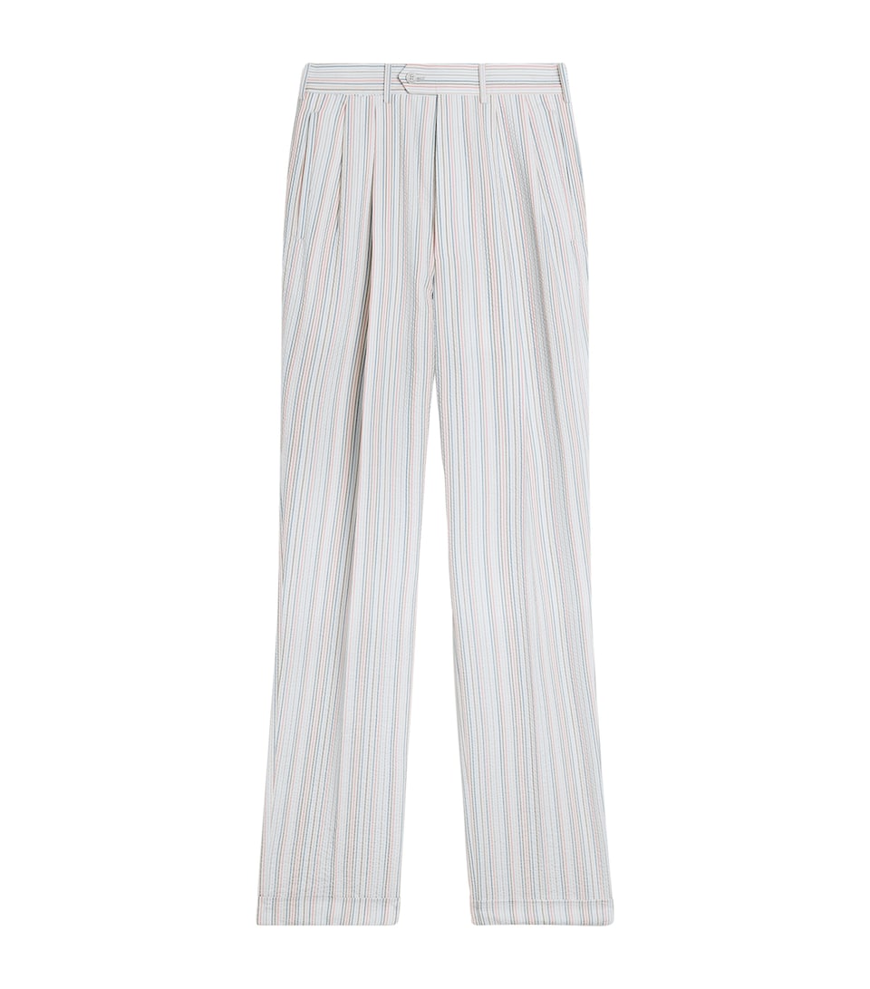Dunhill Mens Wool-Mulberry Silk Stripe Trousers