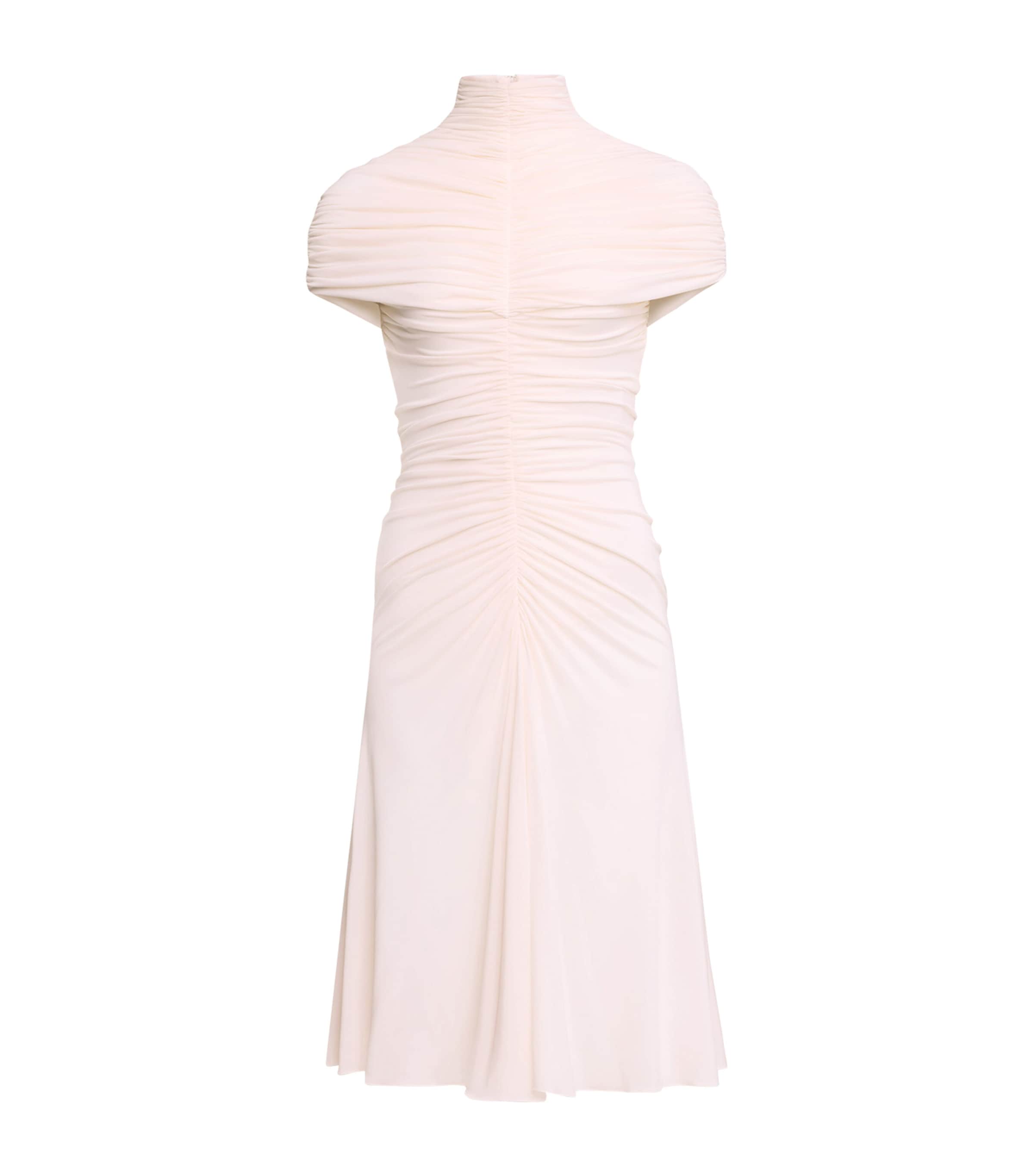 Alaïa Womens Gathered High-Neck Mini Dress Orchidee