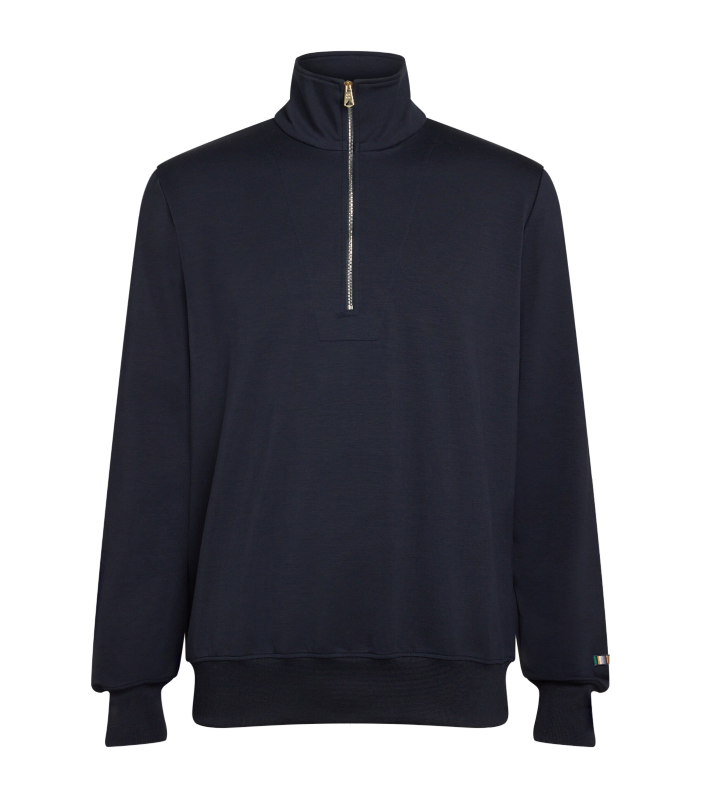 Half-Zip Stripe-Embroidered Sweatshirt