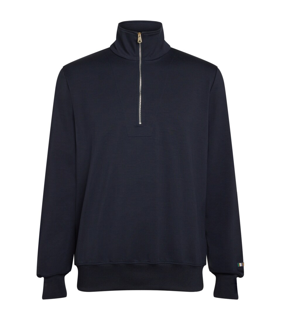 Half-Zip Stripe-Embroidered Sweatshirt