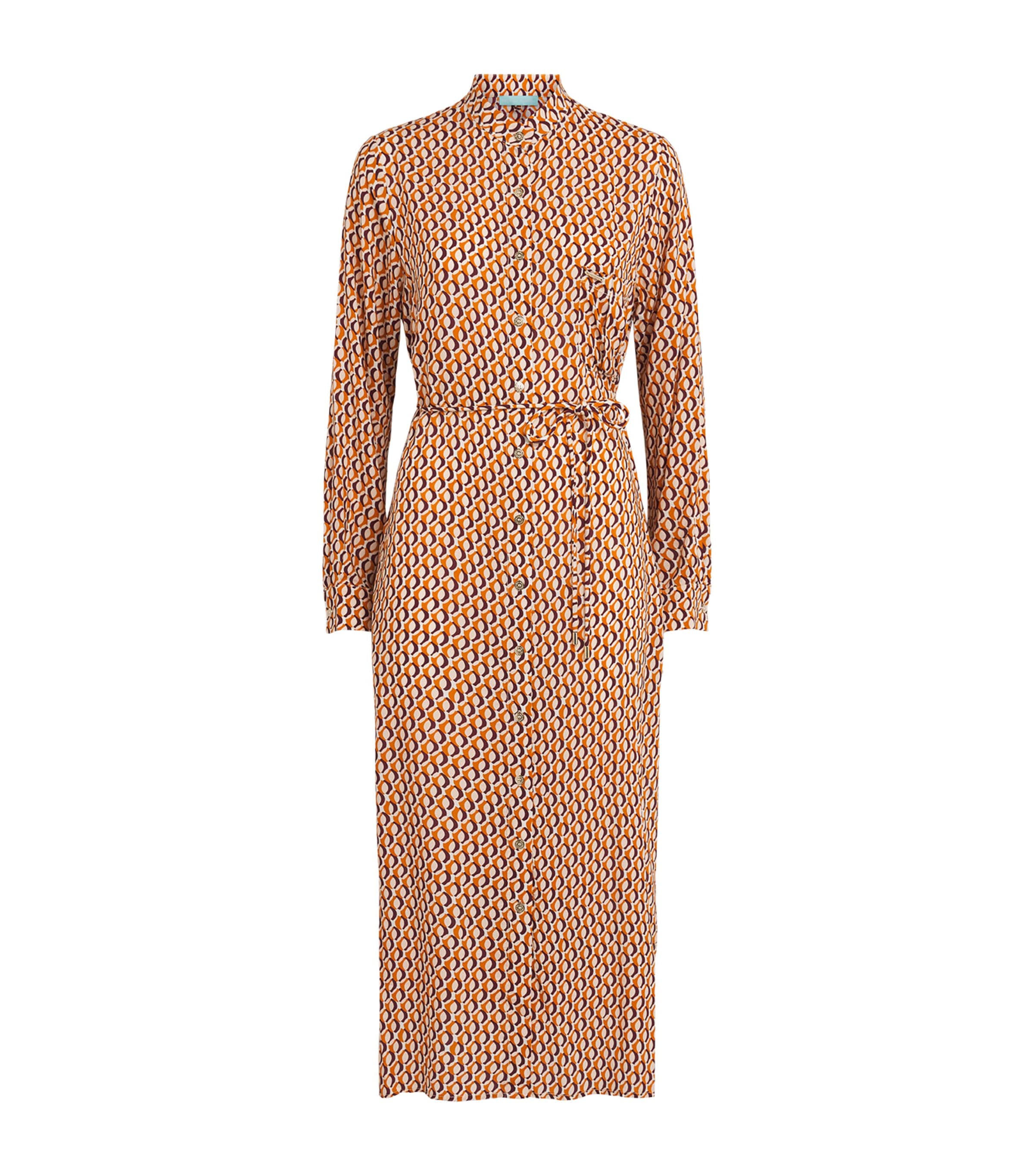 Melissa Odabash Womens Printed Maxine Midi Shirt Dress Retro