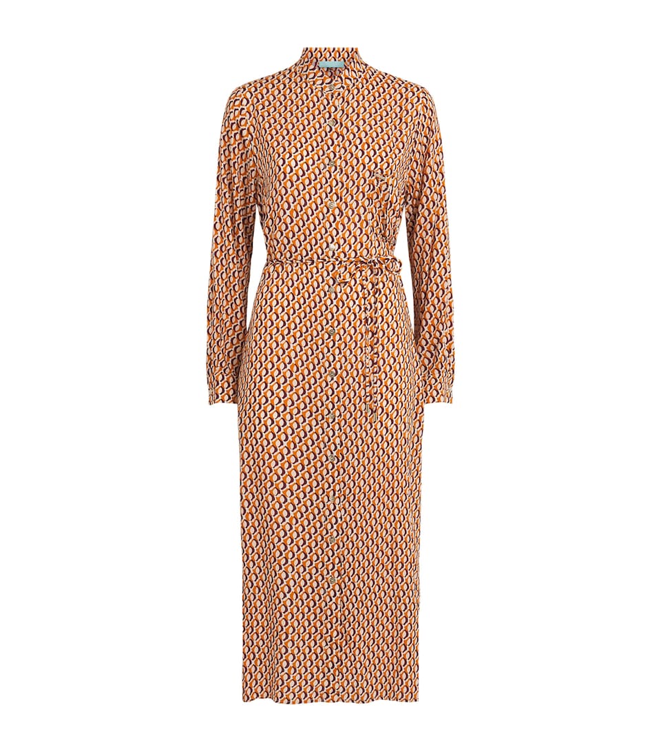 Melissa Odabash Womens Printed Maxine Midi Shirt Dress Retro