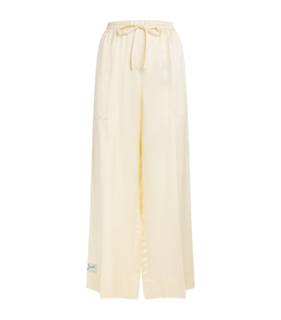 Sandro Paris Womens Satin Wide-Leg Trousers Light Yellow