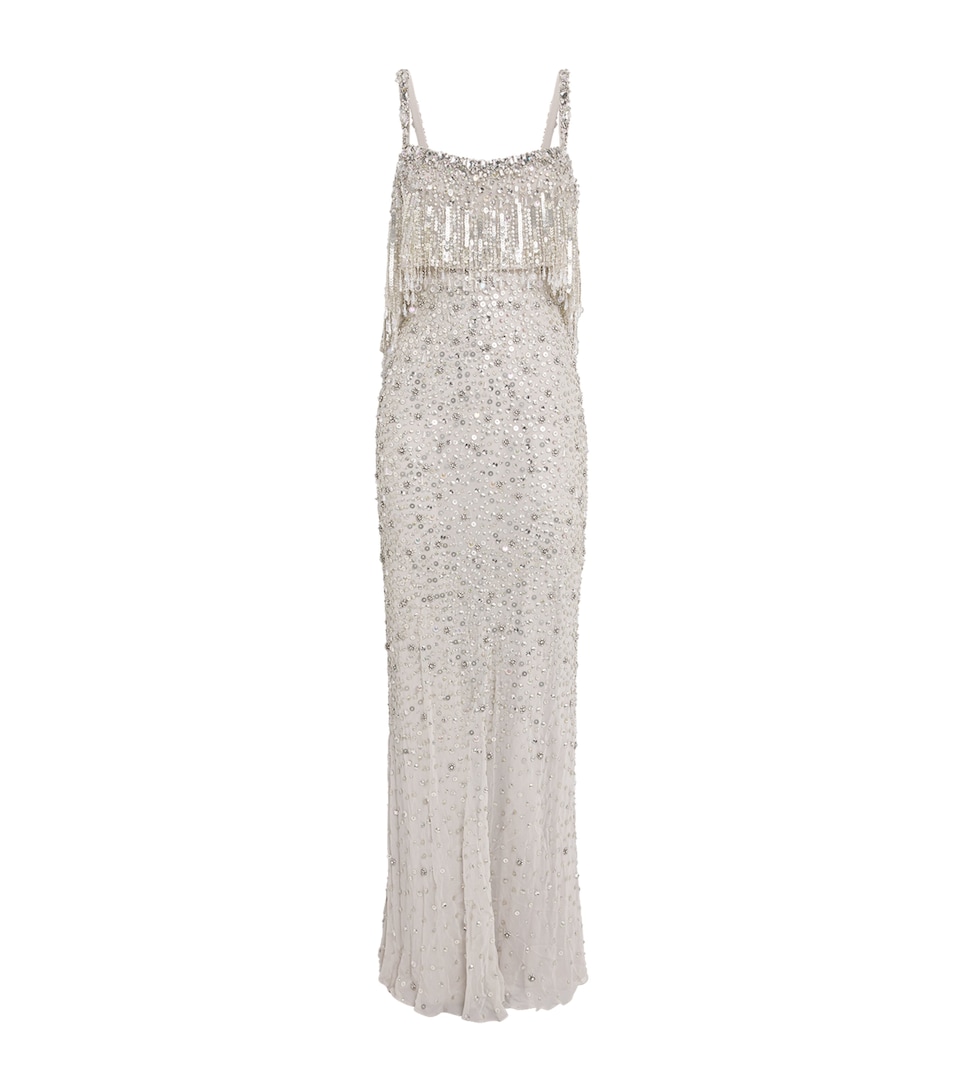 Jenny Packham Womens Embellished Iris Gown Snow